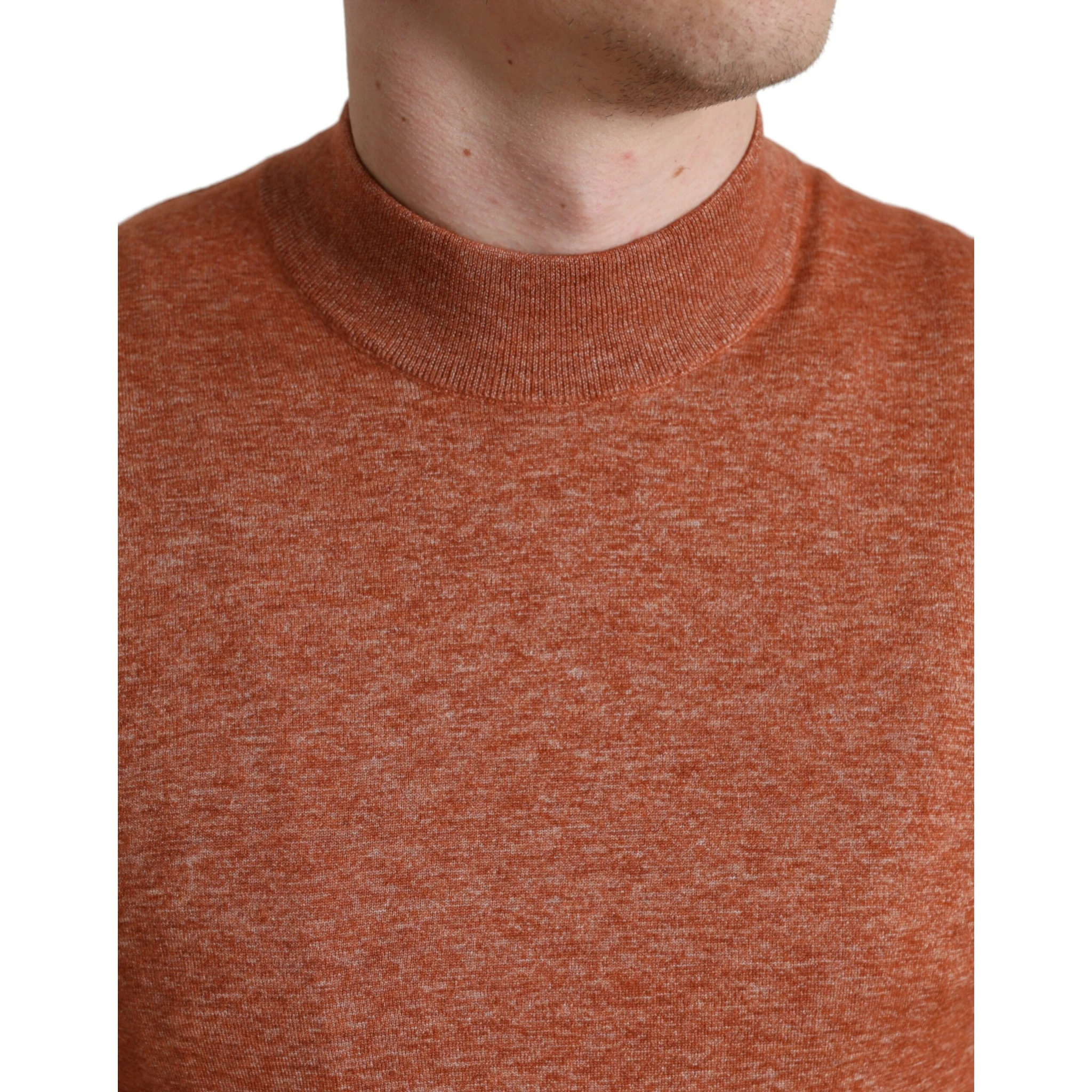 Orange Cashmere Crew Neck Pullover Sweater