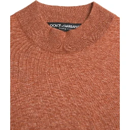 Orange Cashmere Crew Neck Pullover Sweater