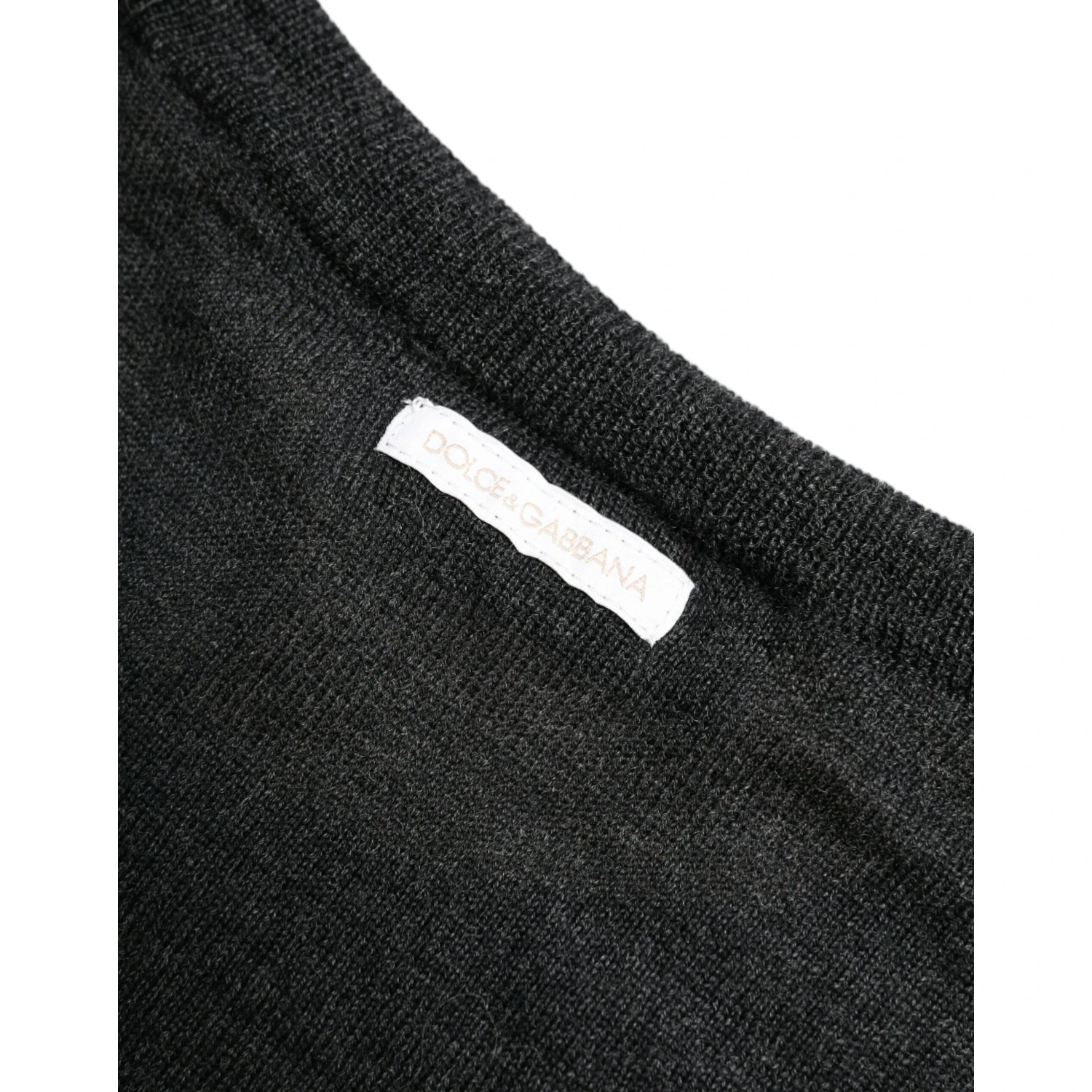Gray Wool Round Neck Pullover Sweater