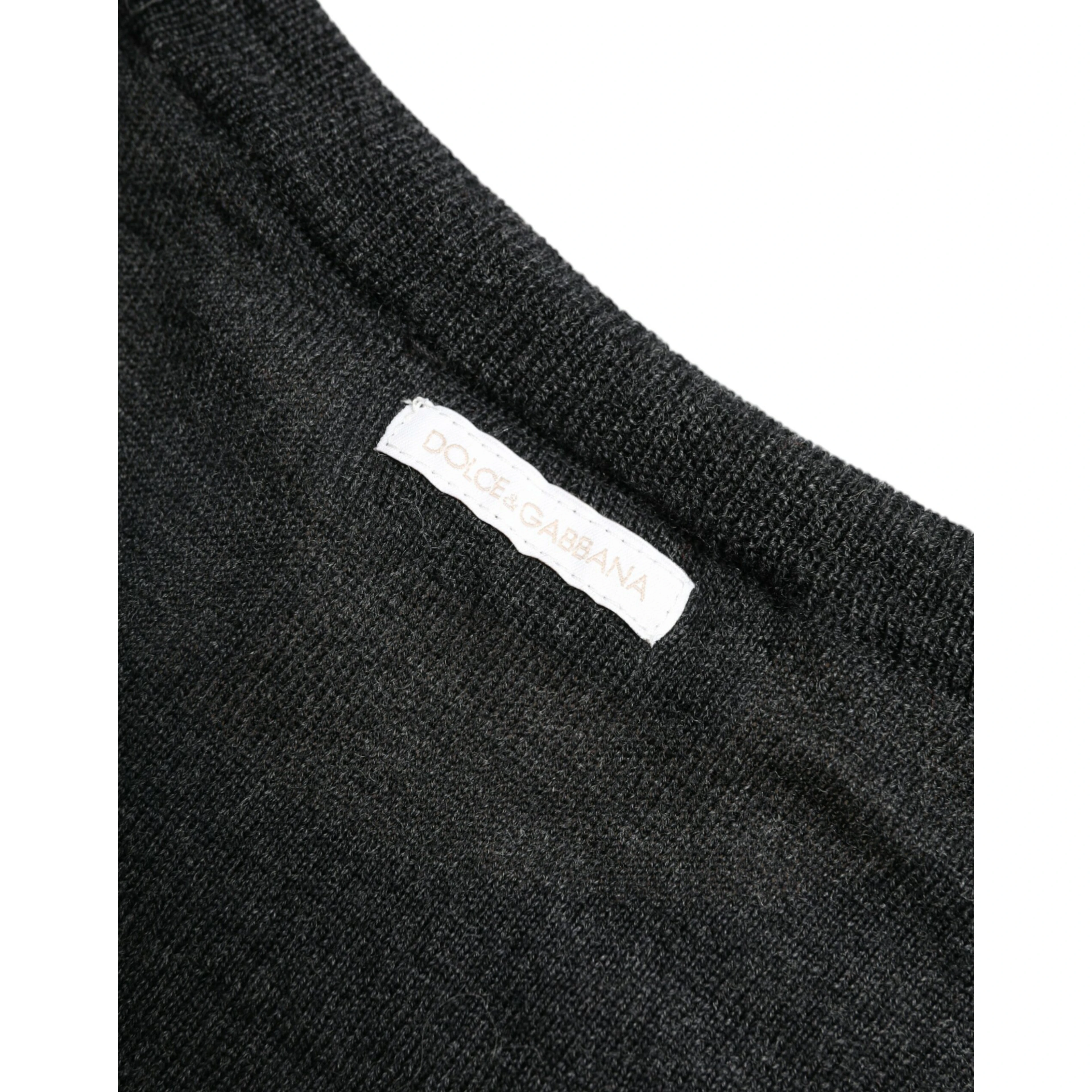 Gray Wool Round Neck Pullover Sweater