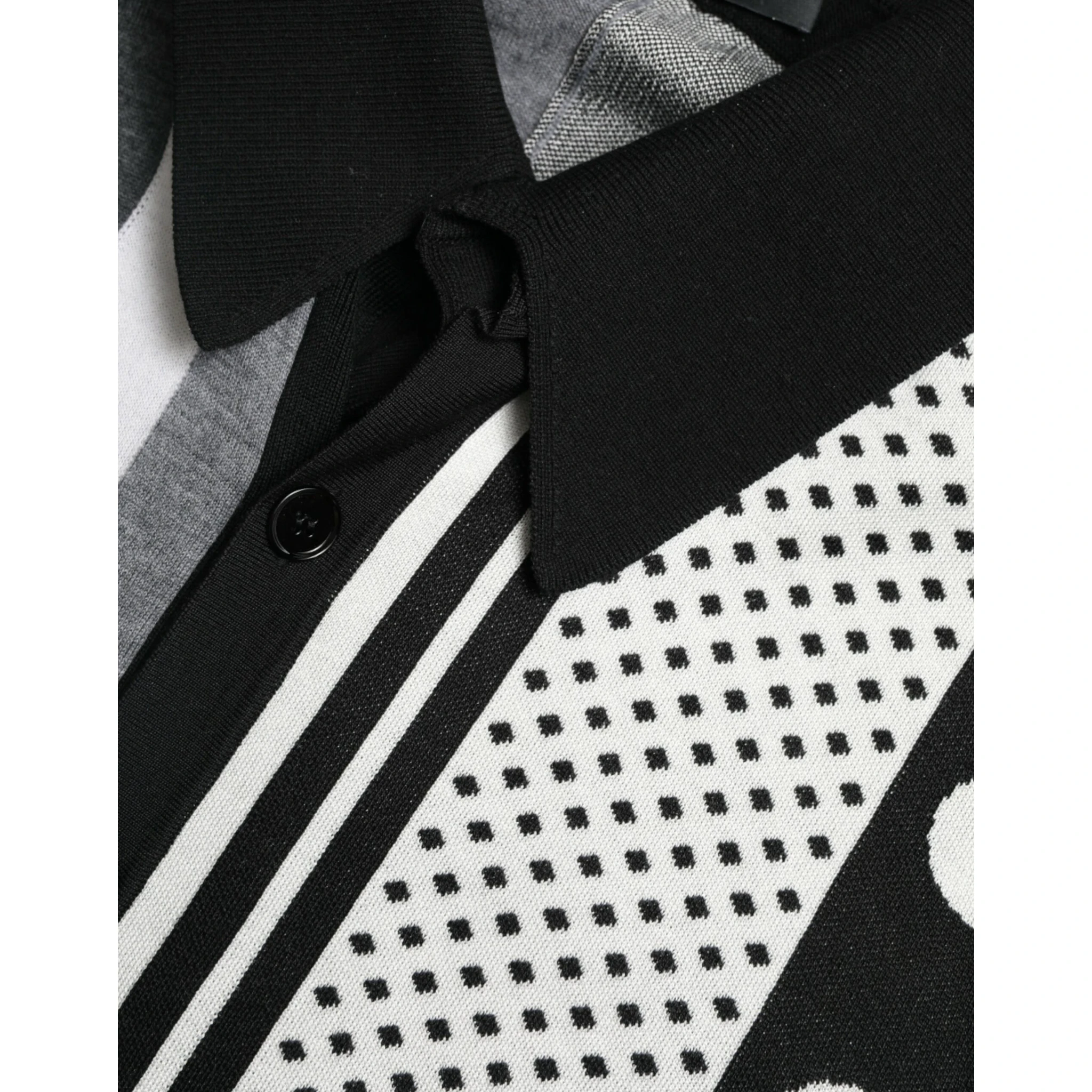 Black White Jumper Cardigan Polo Sweater