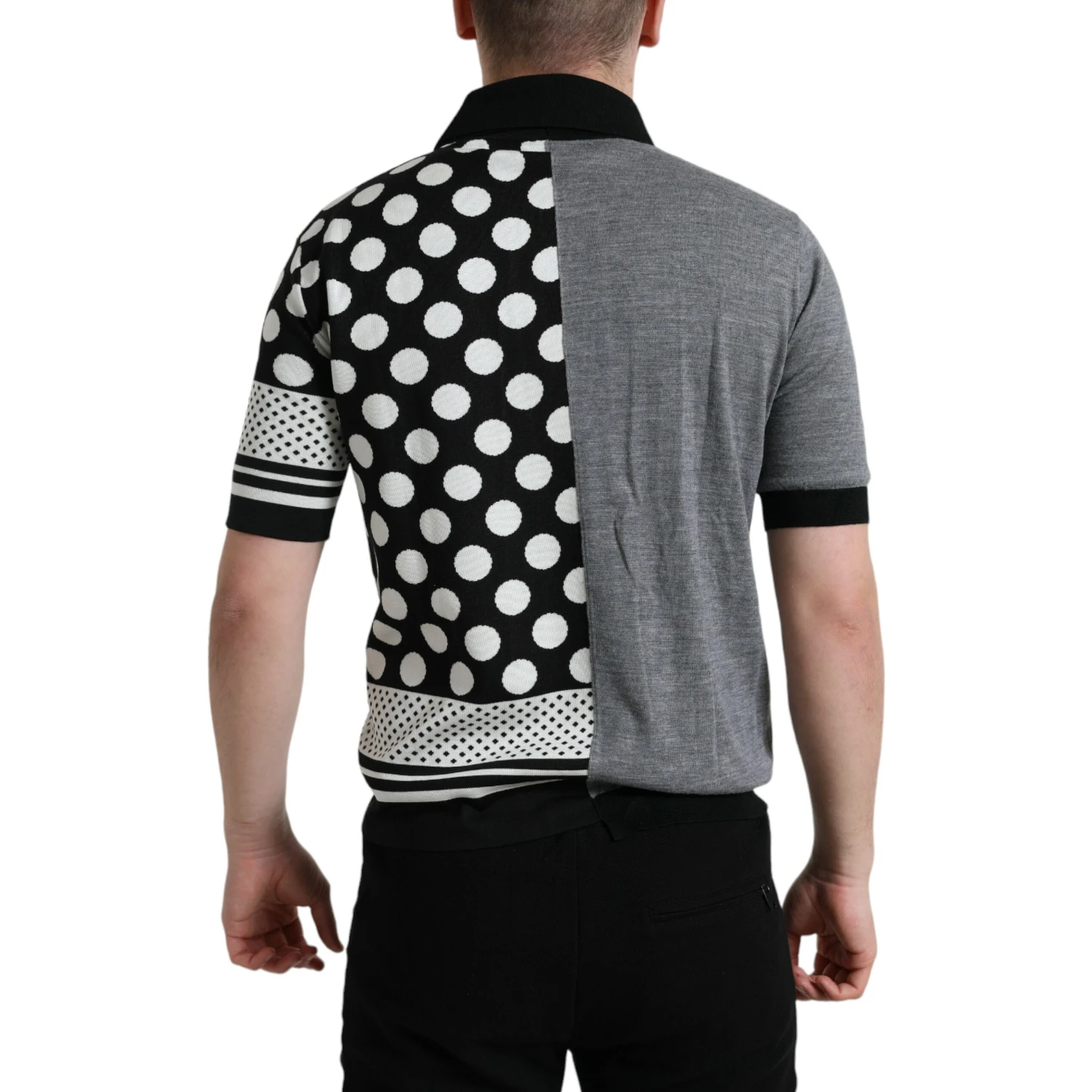 Black White Jumper Cardigan Polo Sweater
