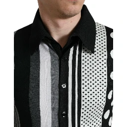 Black White Jumper Cardigan Polo Sweater