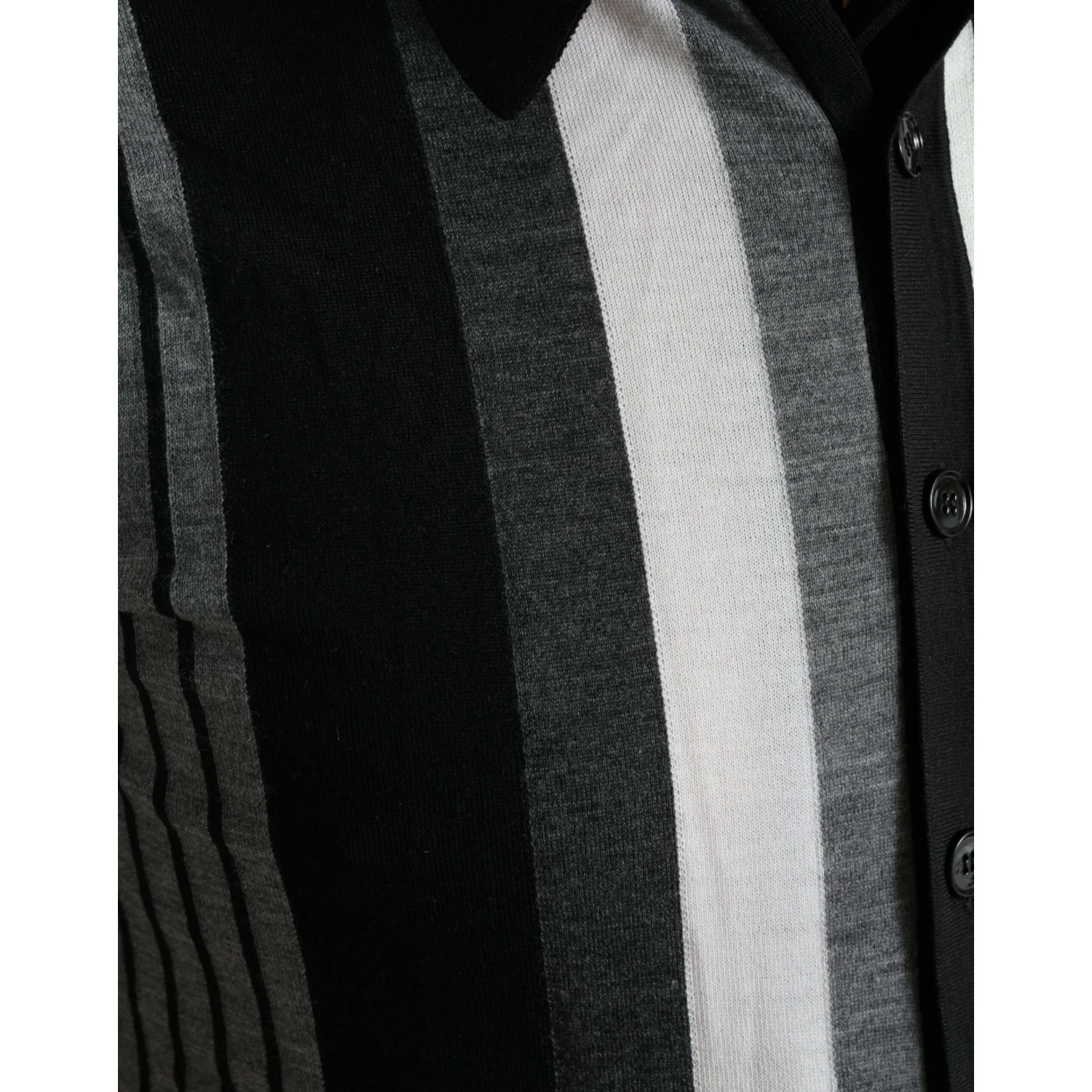 Black White Jumper Cardigan Polo Sweater