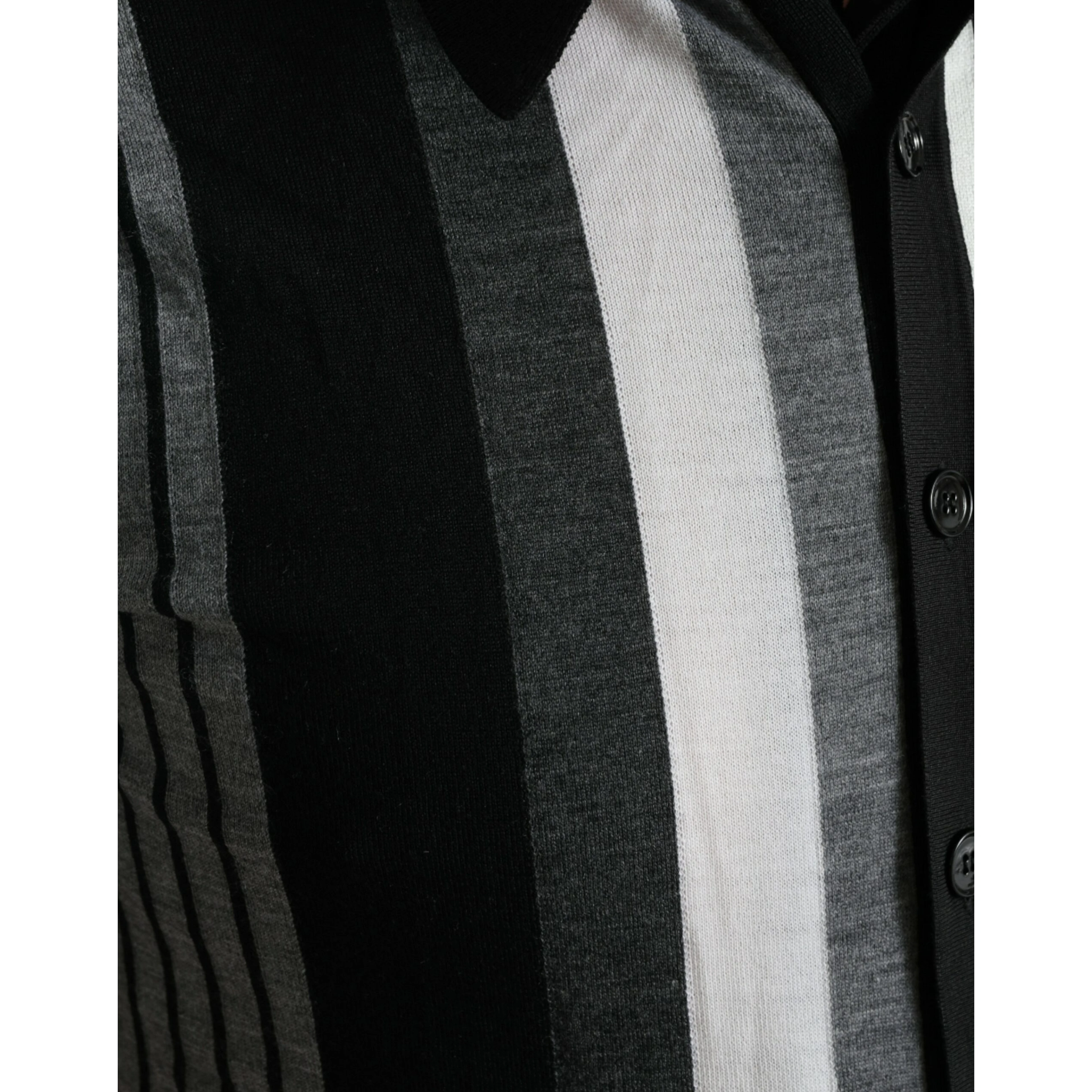 Black White Jumper Cardigan Polo Sweater