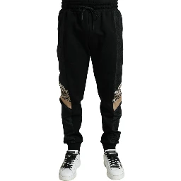 Black Cotton Slim Stretch Jogger Pants