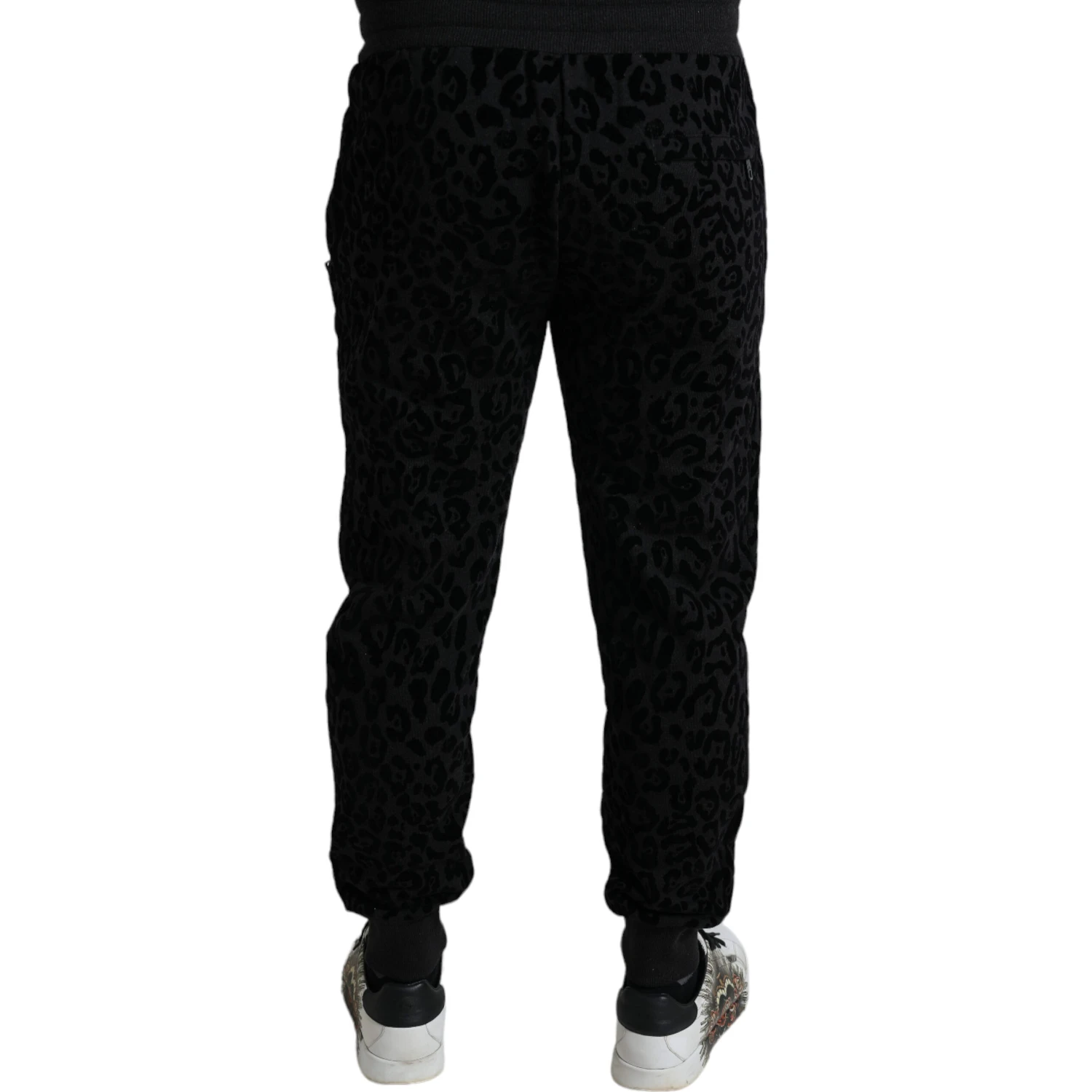 Black Leopard Cotton Slim Fit Jogger Pants