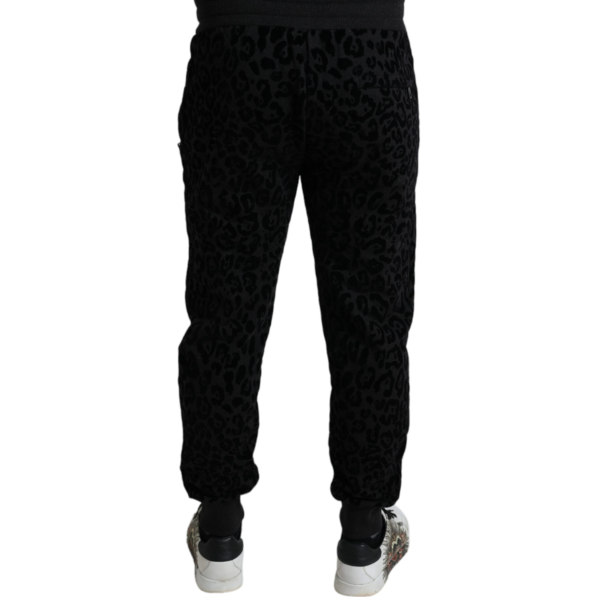 Black Leopard Cotton Slim Fit Jogger Pants