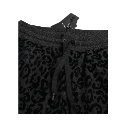 Black Leopard Cotton Slim Fit Jogger Pants