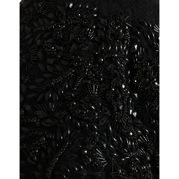 Black Crystal Handmade Knee Pencil Skirt