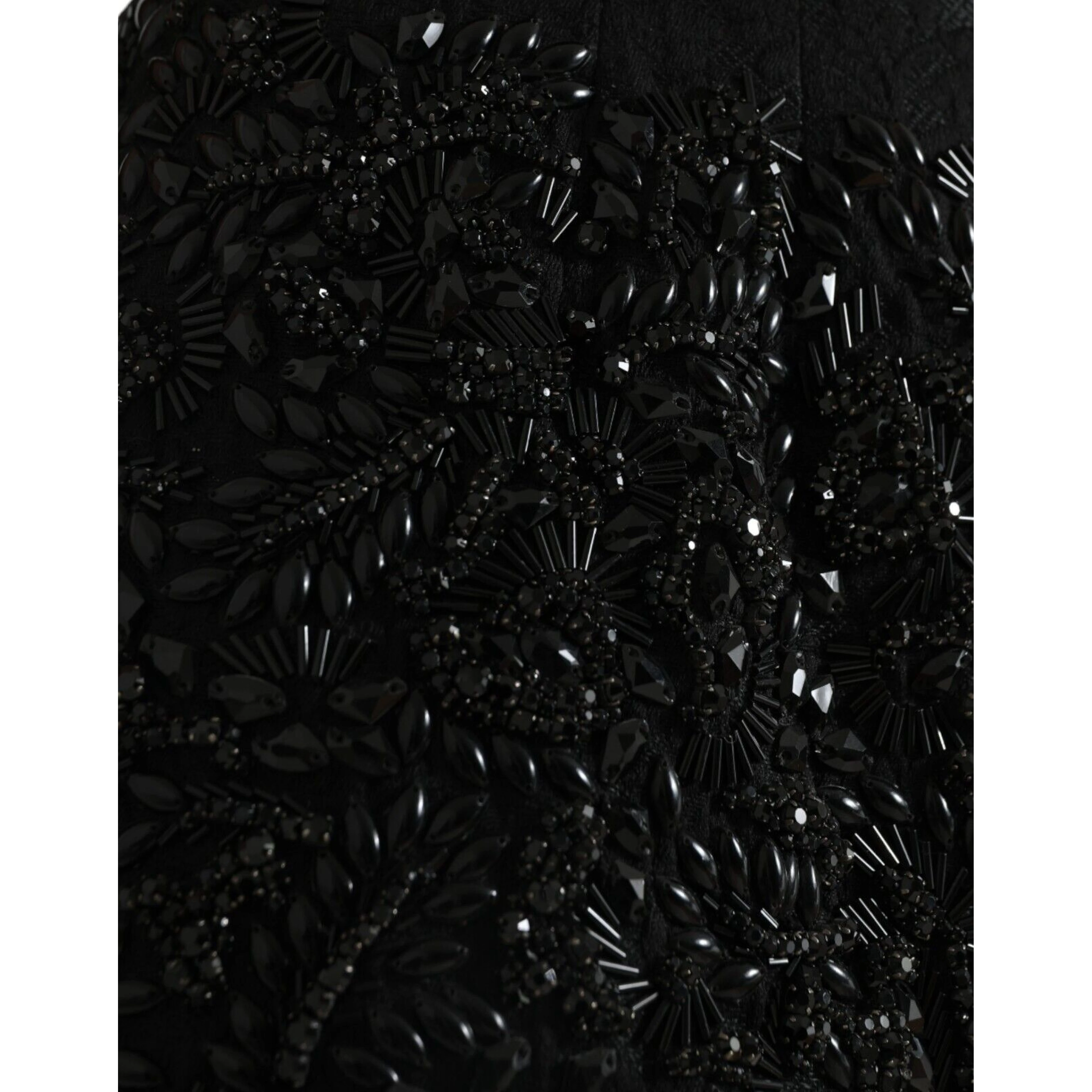Black Crystal Handmade Knee Pencil Skirt