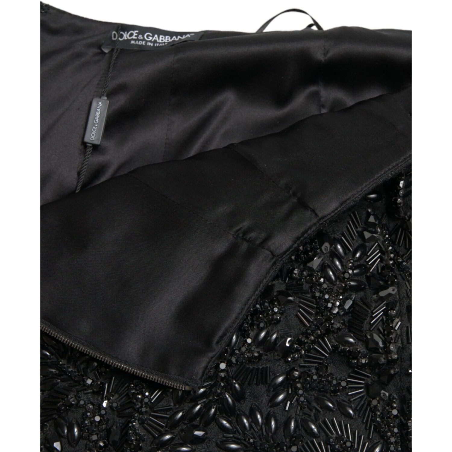 Black Crystal Handmade Knee Pencil Skirt