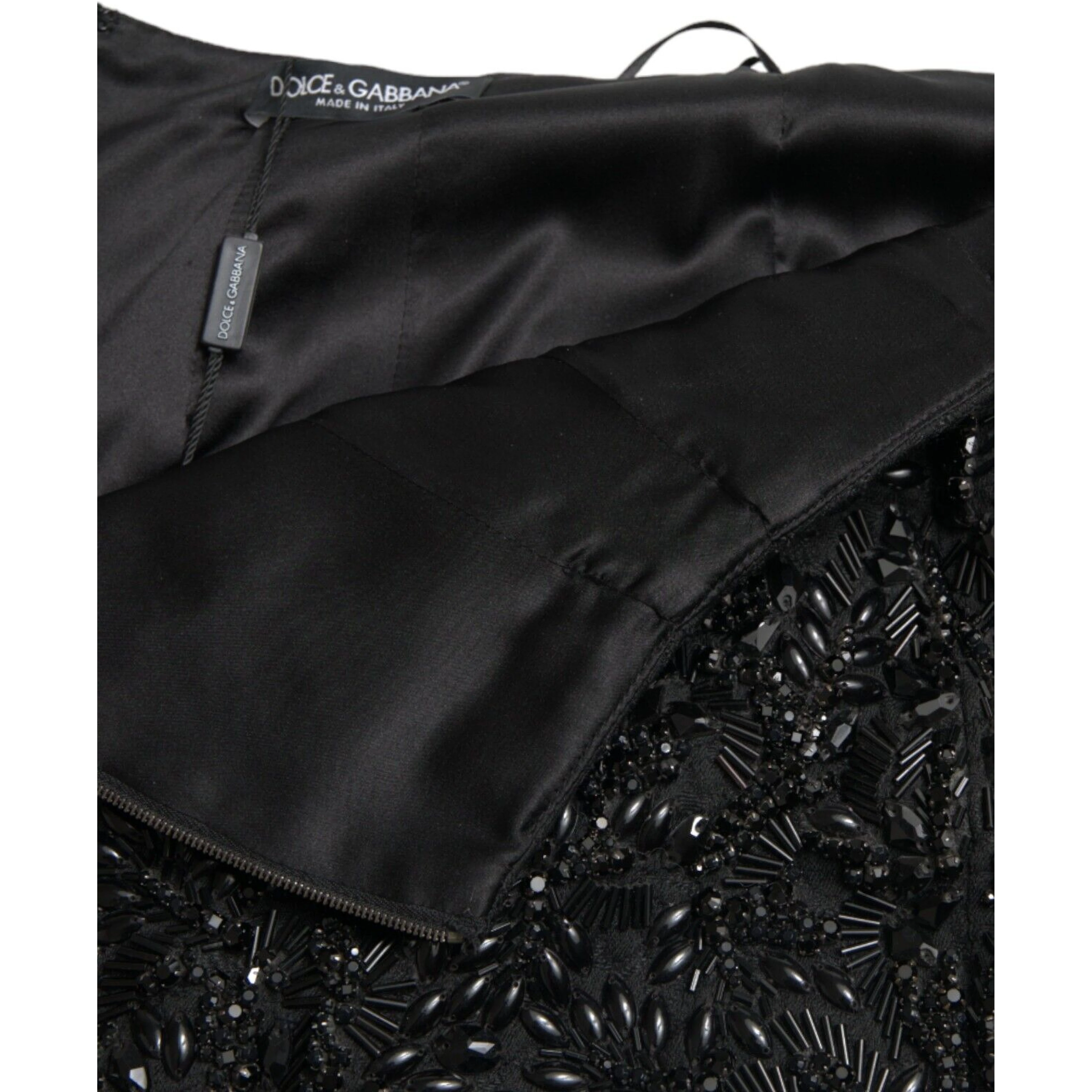 Black Crystal Handmade Knee Pencil Skirt