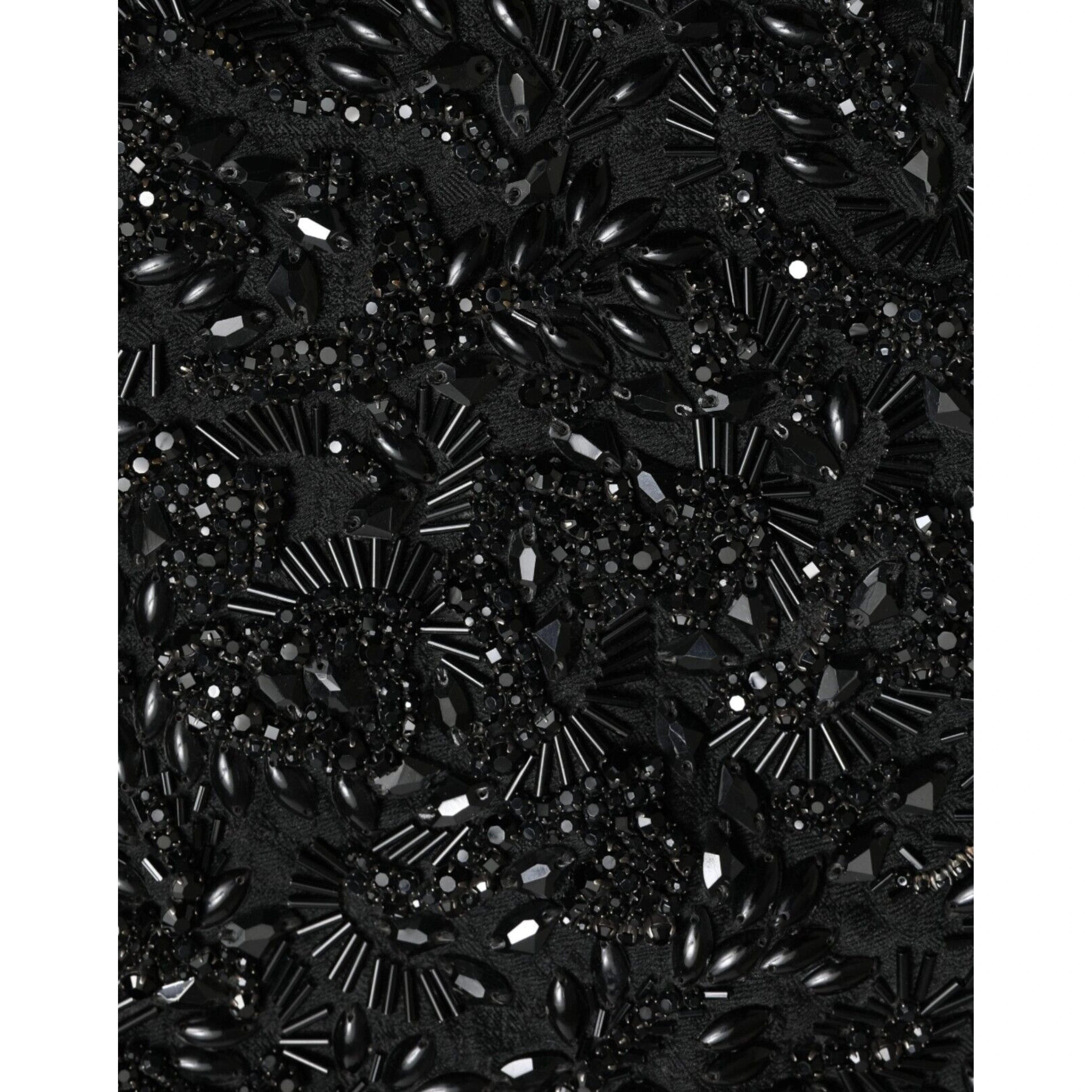 Black Crystal Handmade Knee Pencil Skirt