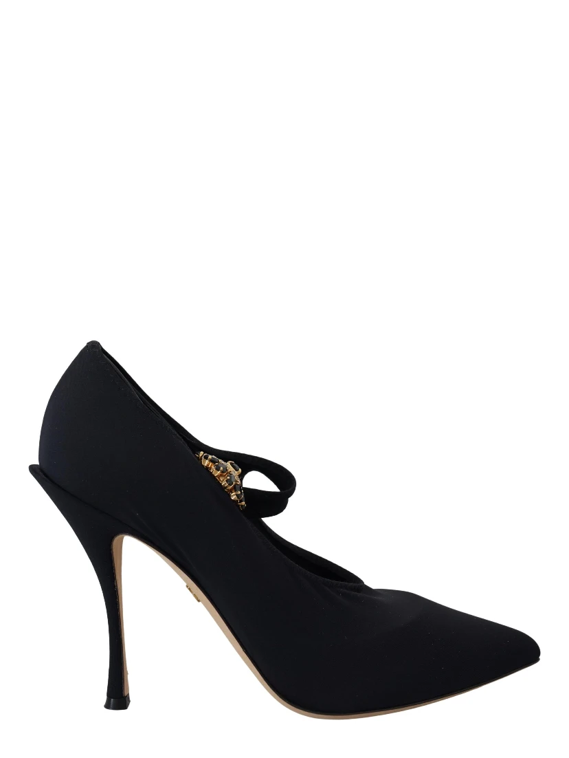 Black Socks Stretch Crystal Pumps Shoes