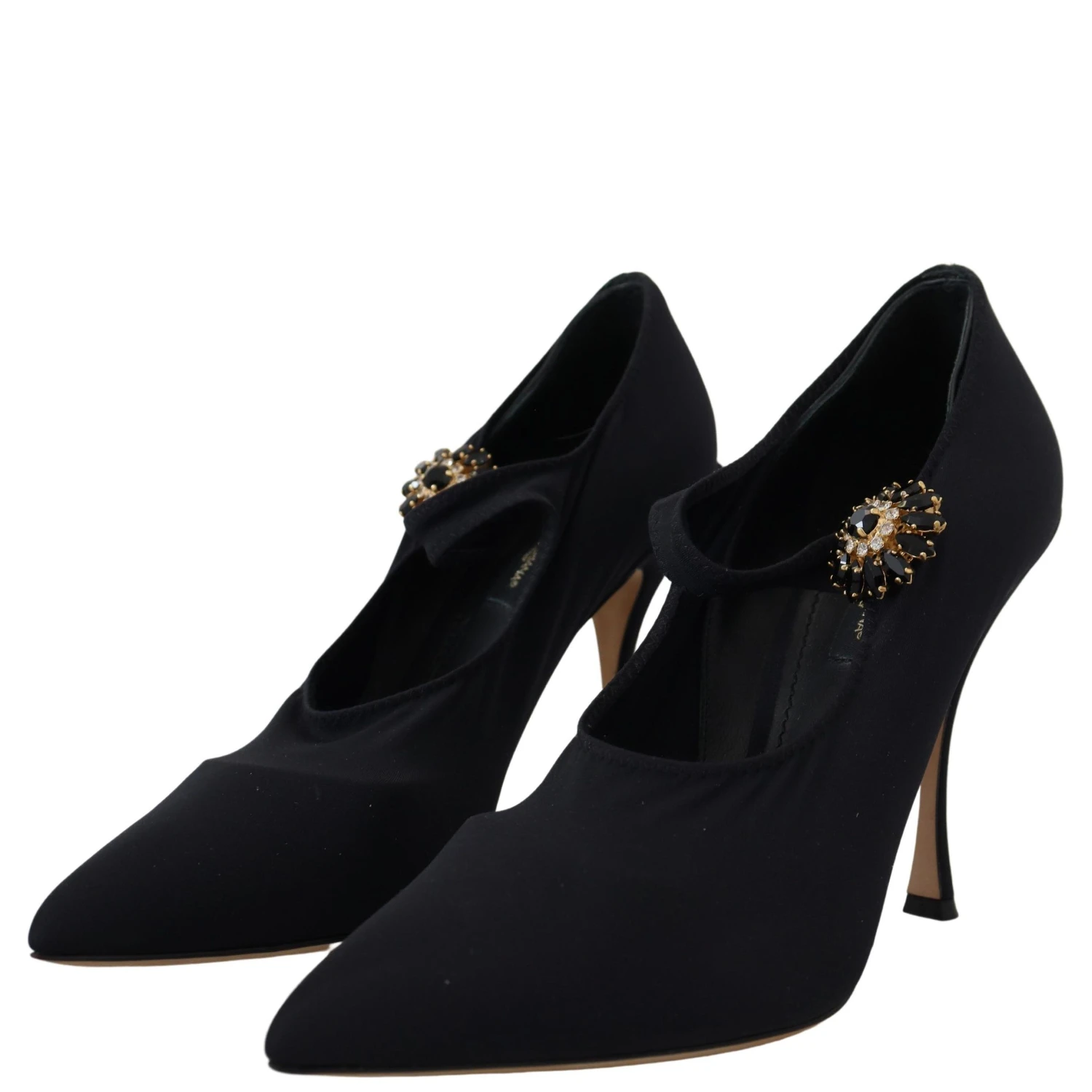 Black Socks Stretch Crystal Pumps Shoes