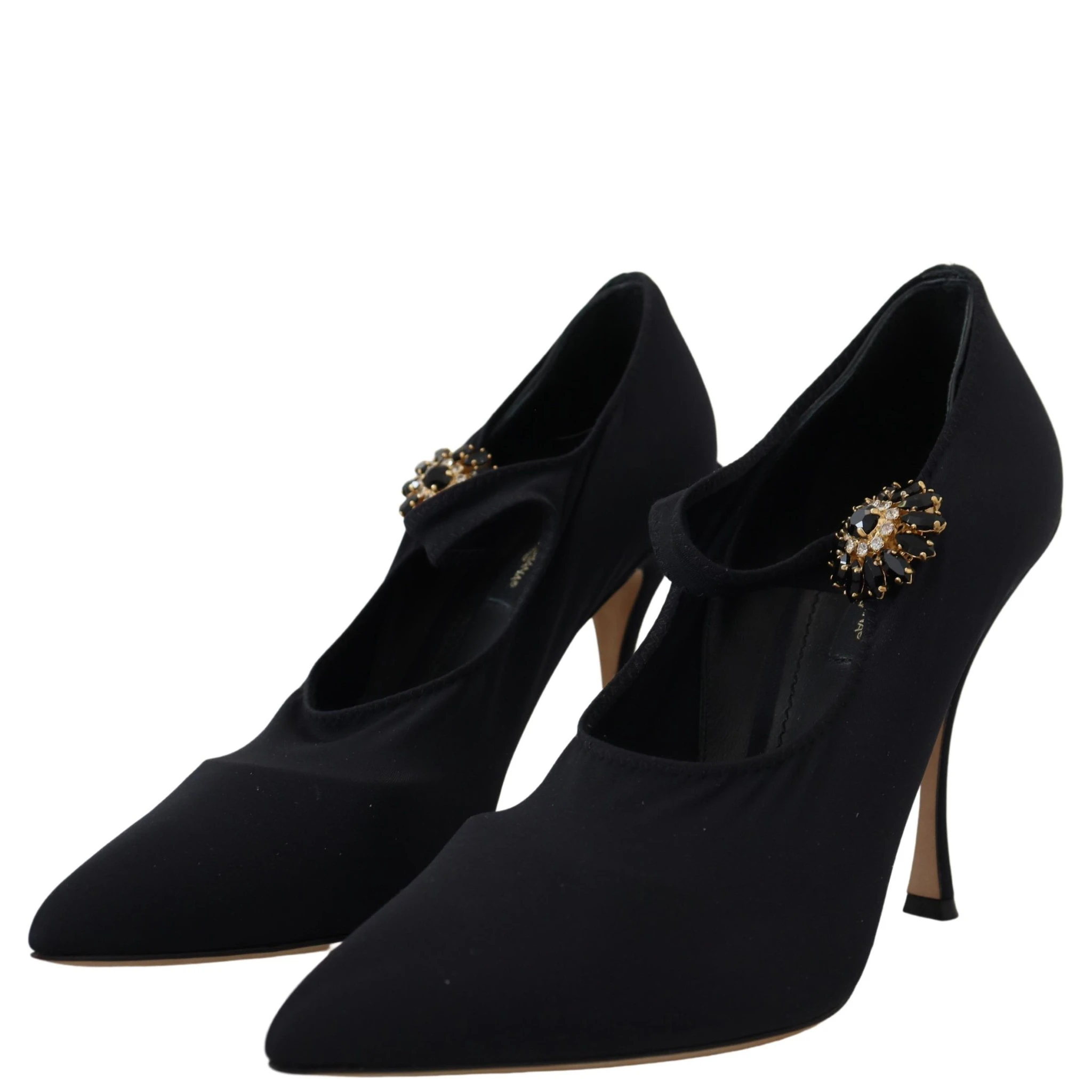 Black Socks Stretch Crystal Pumps Shoes