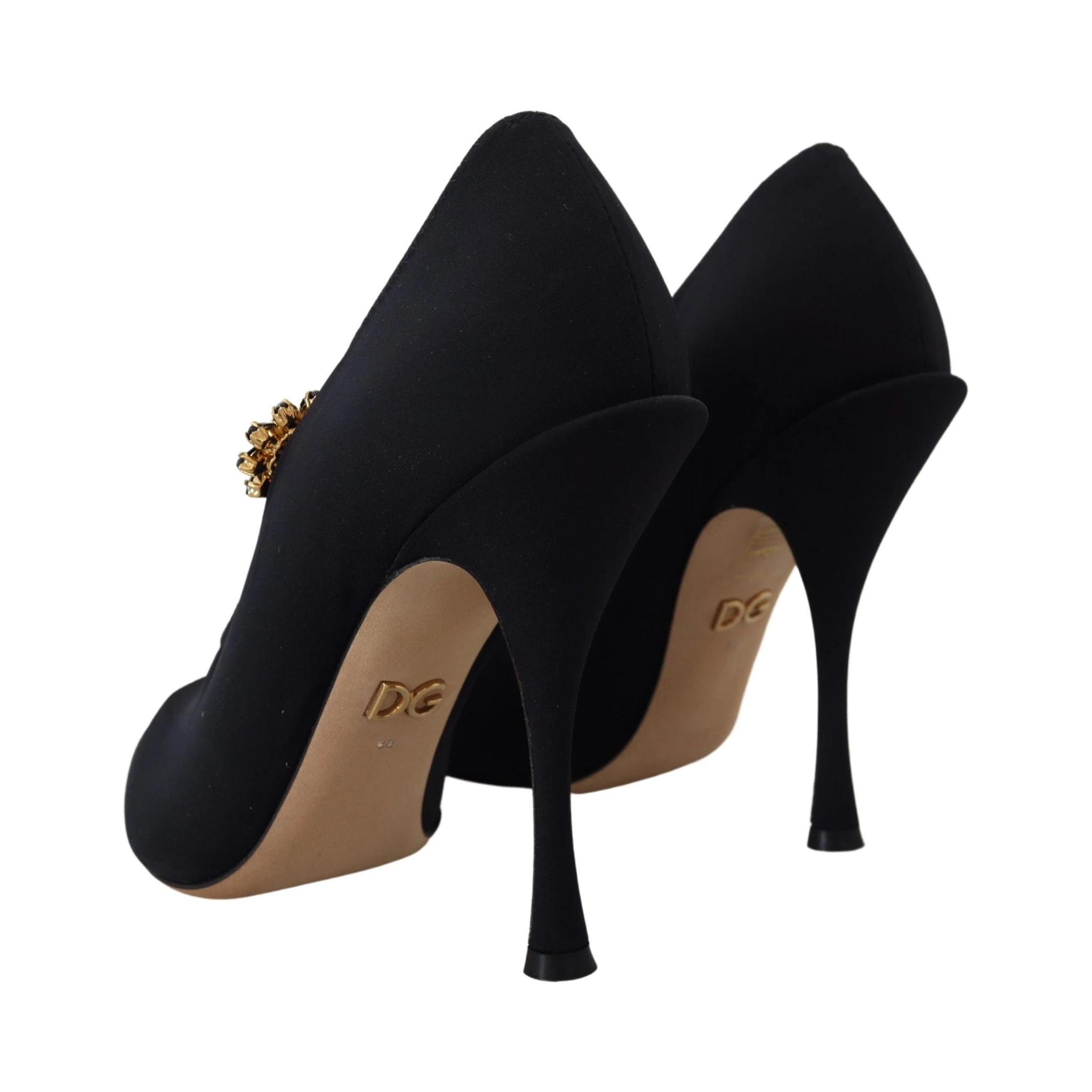 Black Socks Stretch Crystal Pumps Shoes