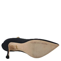 Black Socks Stretch Crystal Pumps Shoes