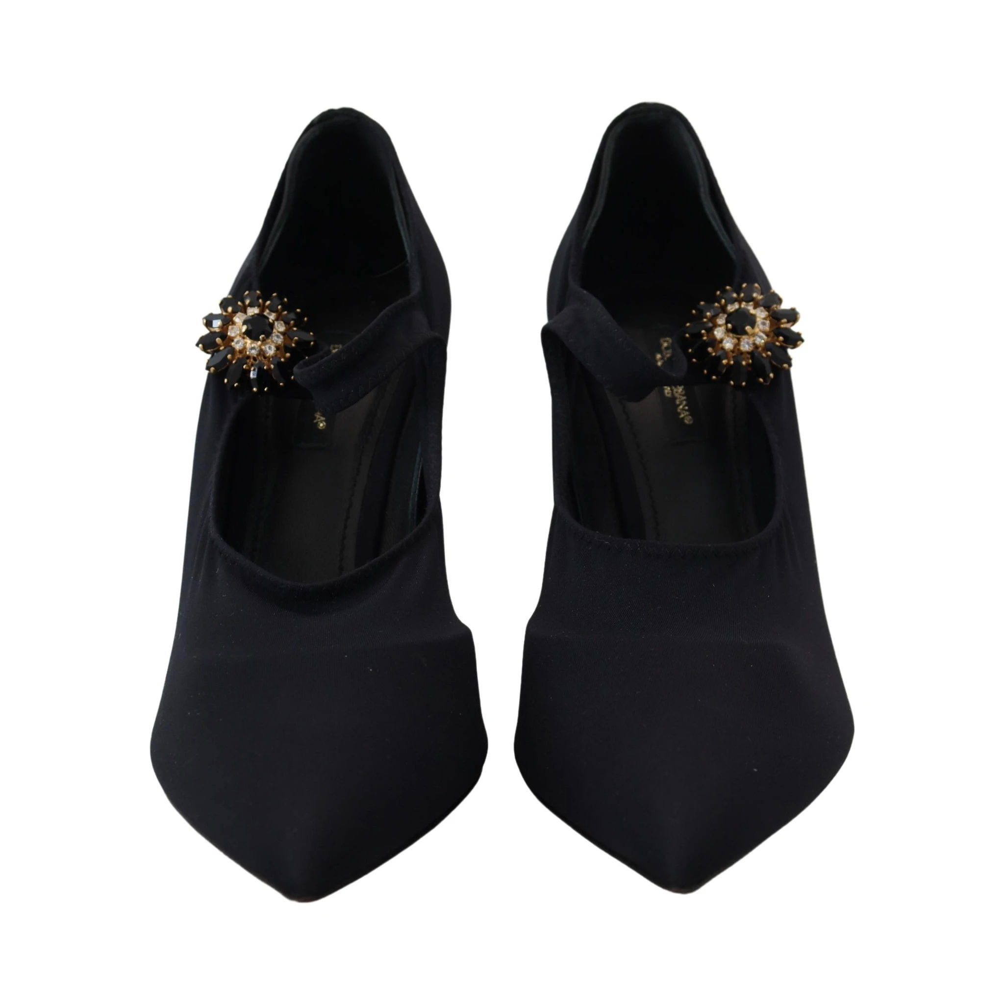 Black Socks Stretch Crystal Pumps Shoes