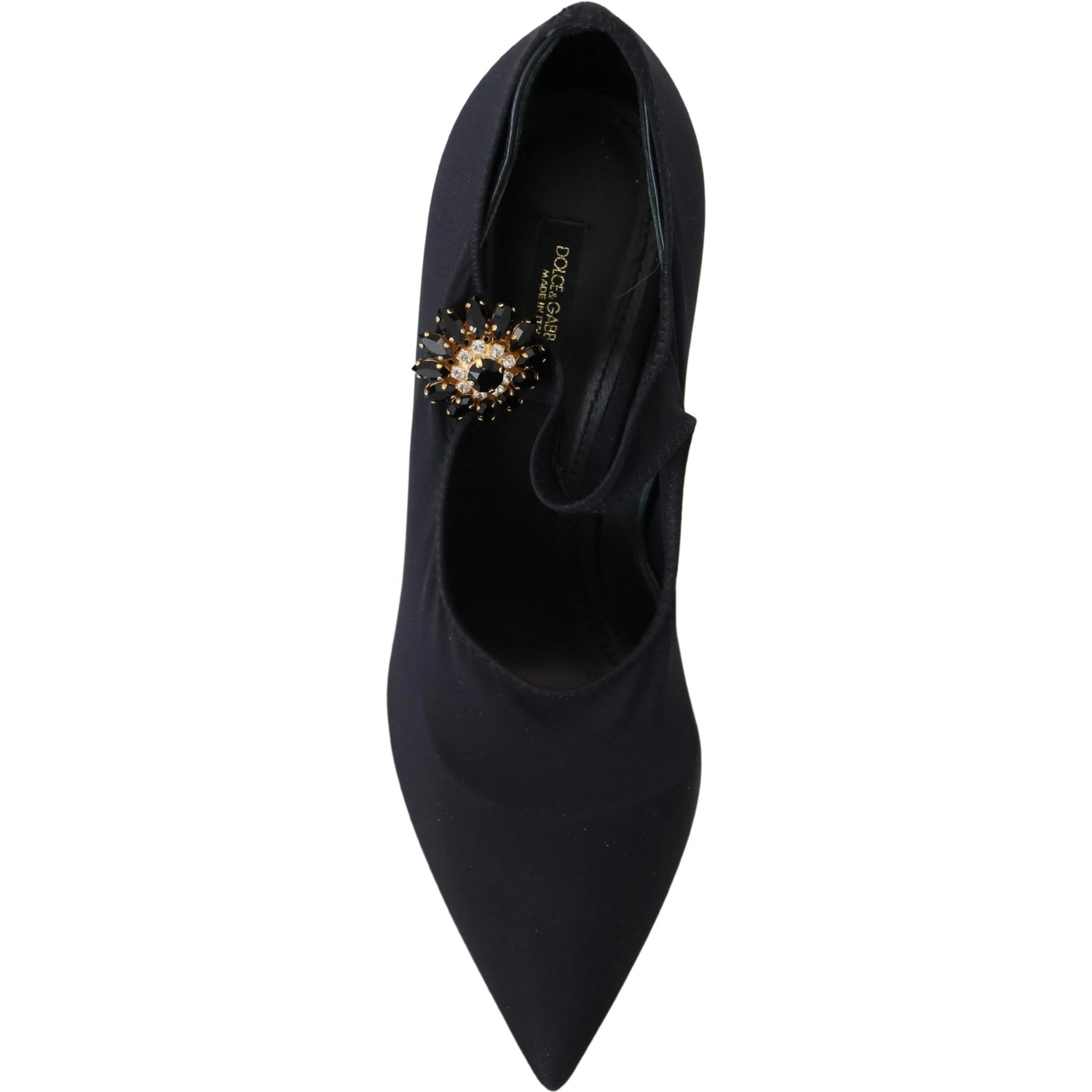 Black Socks Stretch Crystal Pumps Shoes