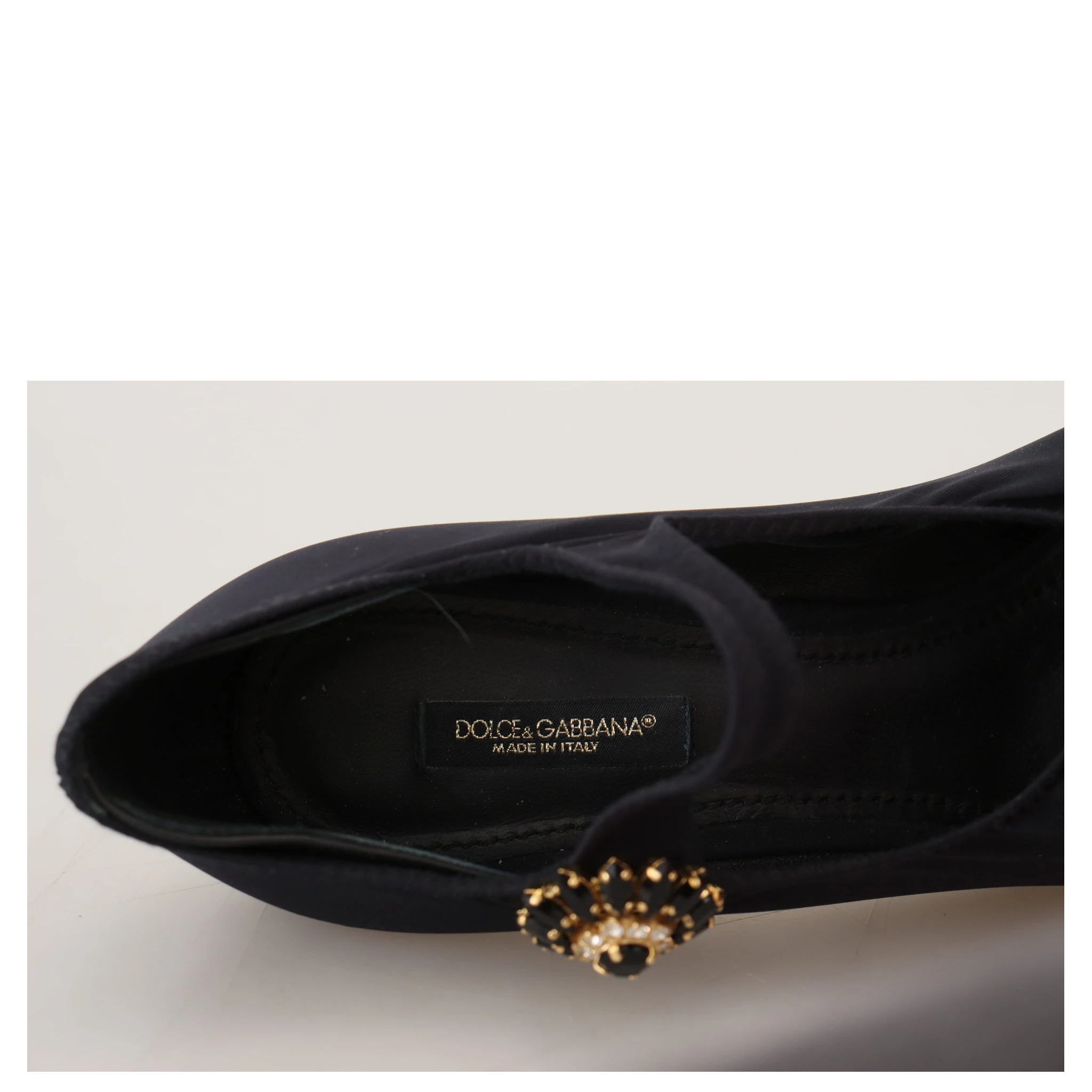 Black Socks Stretch Crystal Pumps Shoes