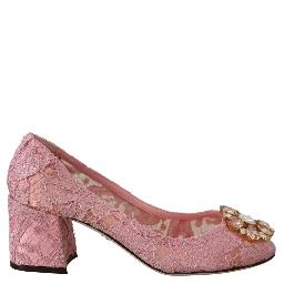Pink Taormina Lace Crystal Pumps Pastel Shoes