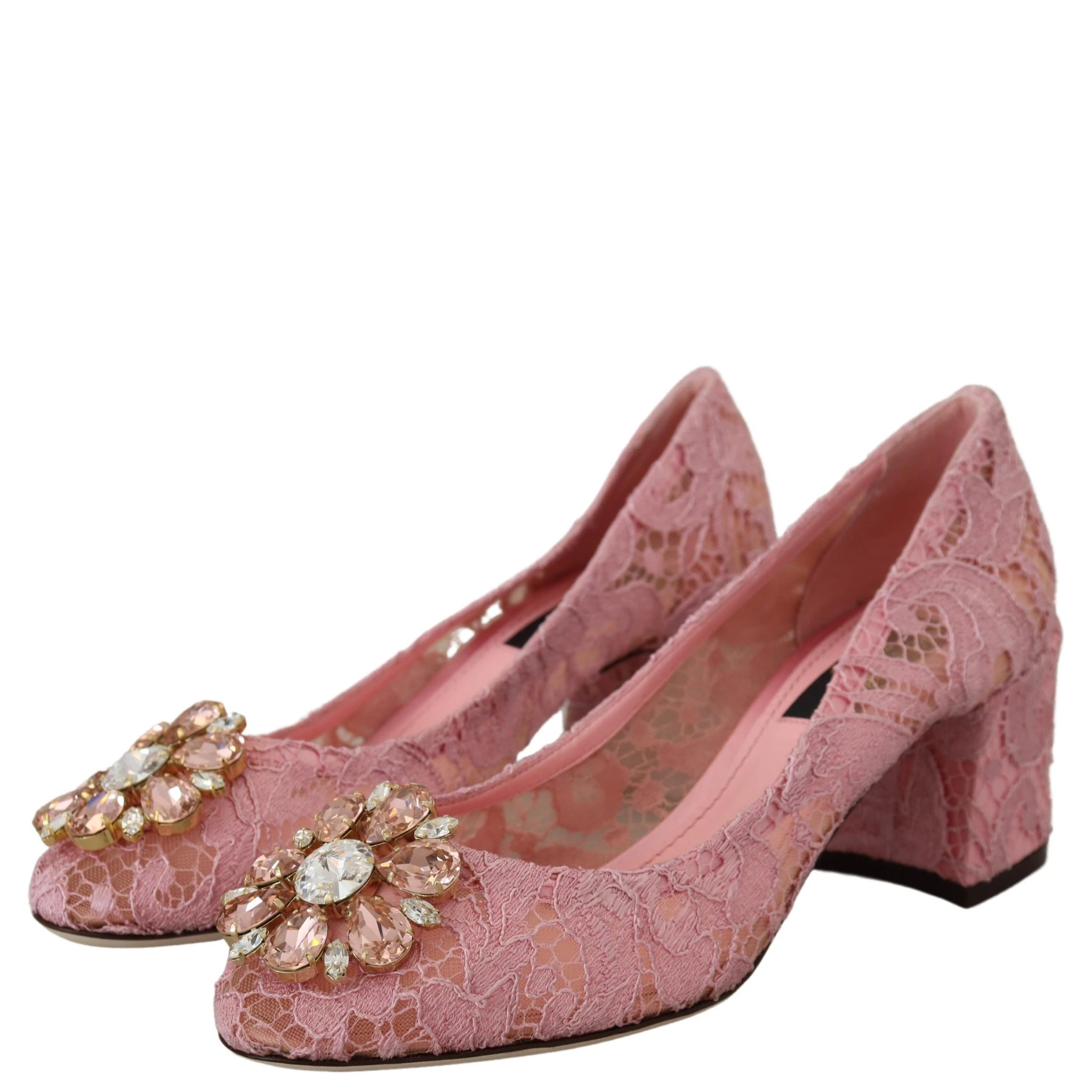 Pink Taormina Lace Crystal Pumps Pastel Shoes