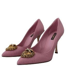 Pink Leather Heart DEVOTION Heels Pumps Shoes