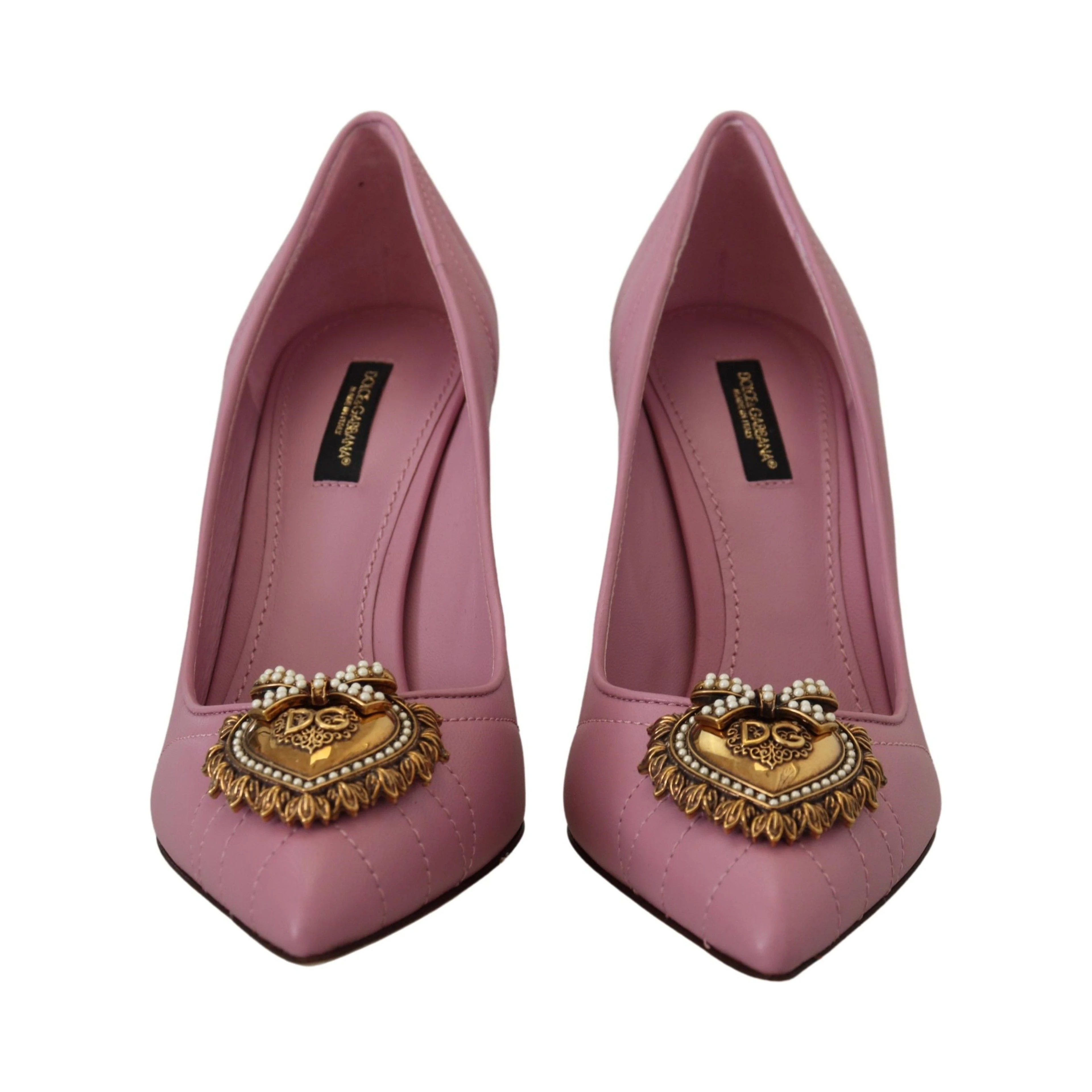 Pink Leather Heart DEVOTION Heels Pumps Shoes