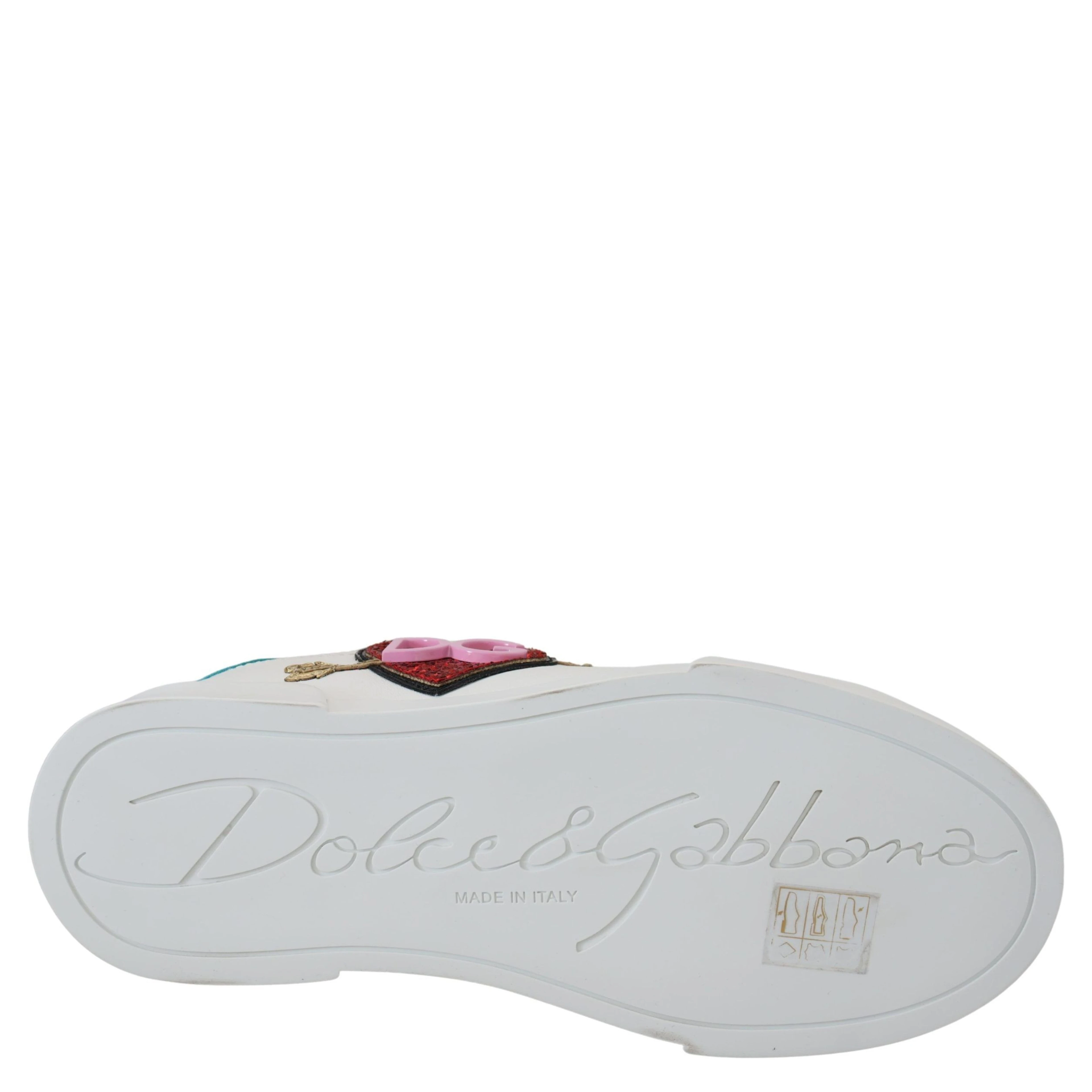 White Leather Sneaker Portofino Logo Heart Shoes