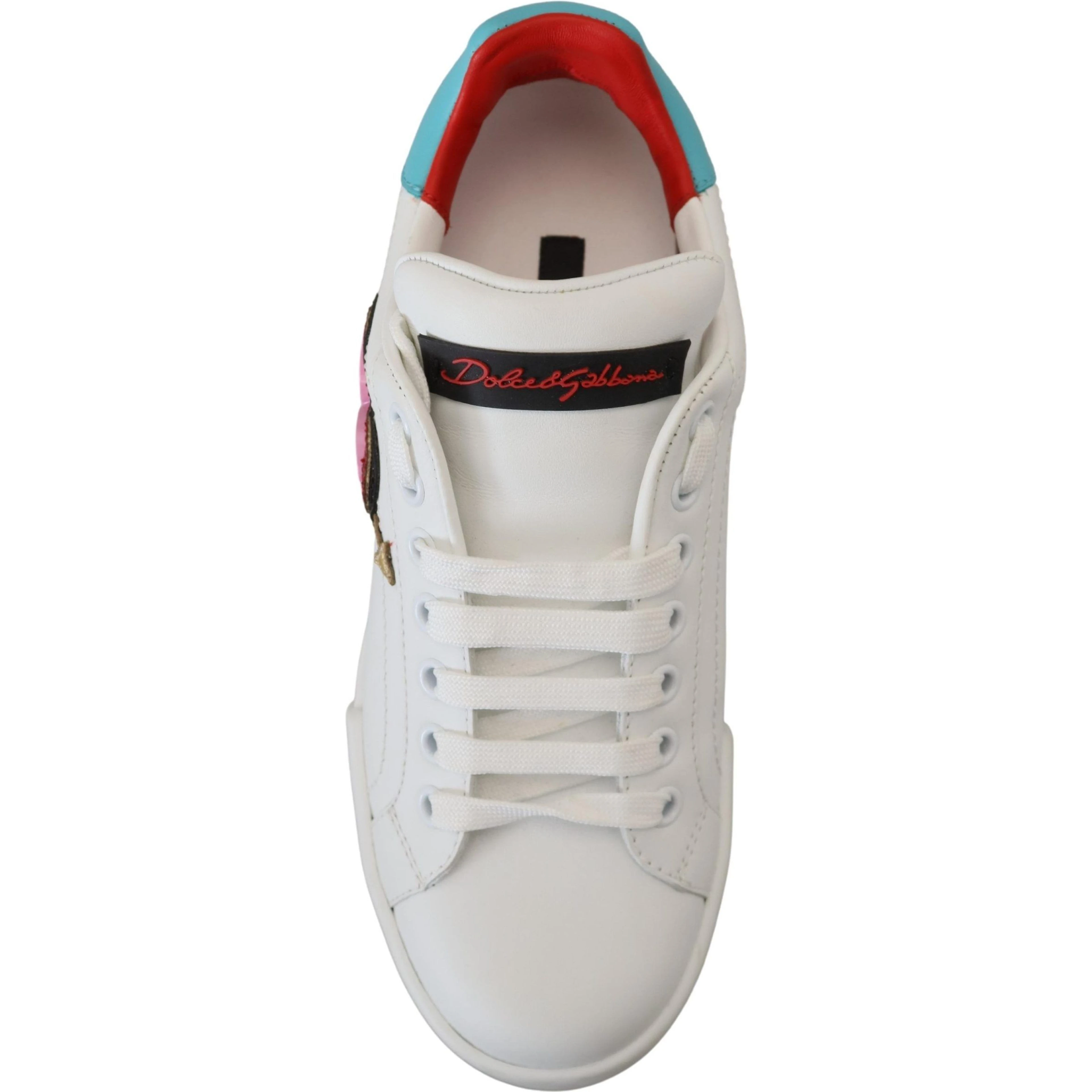 White Leather Sneaker Portofino Logo Heart Shoes