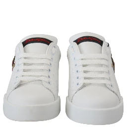 White Leather Sneaker Portofino Logo Heart Shoes