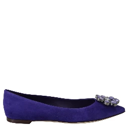 Purple Suede Crystals Loafers Flats Shoes