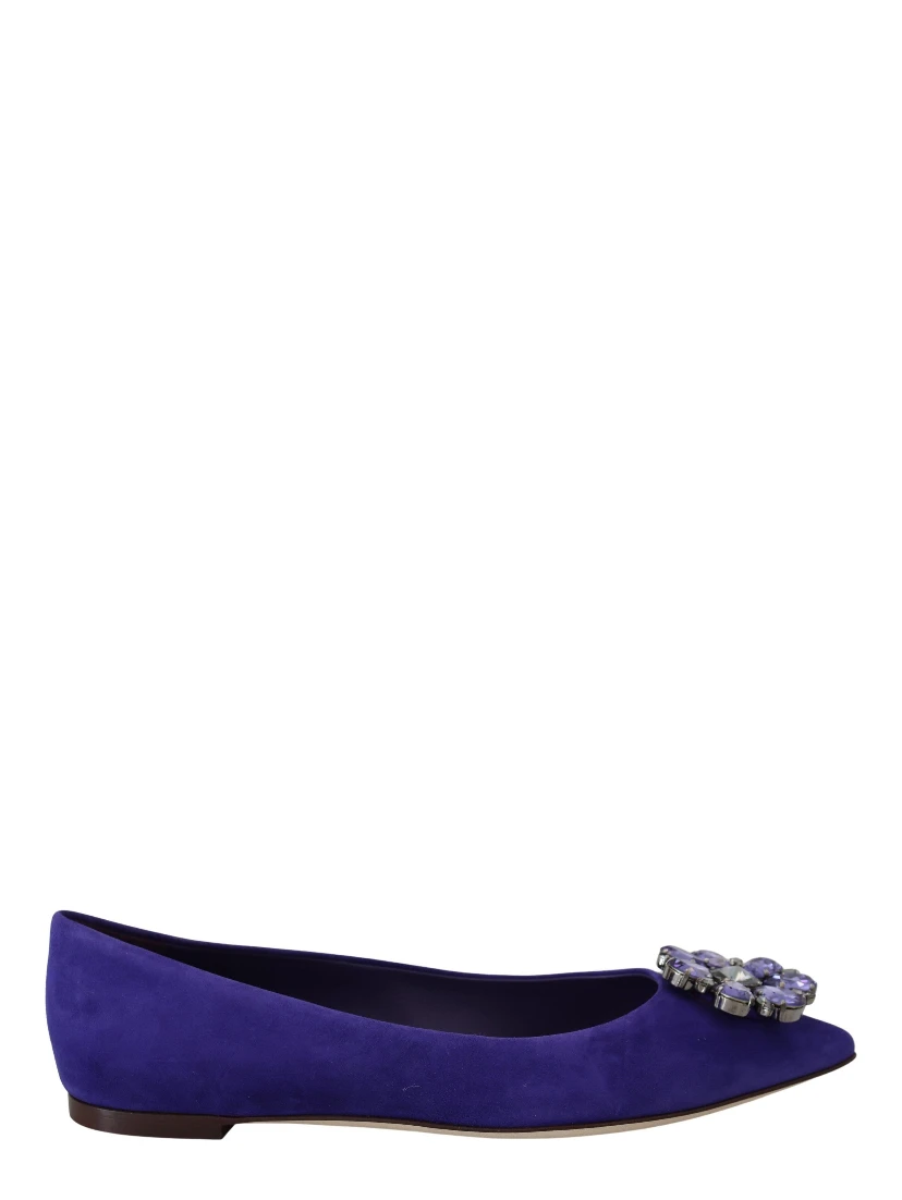 Purple Suede Crystals Loafers Flats Shoes