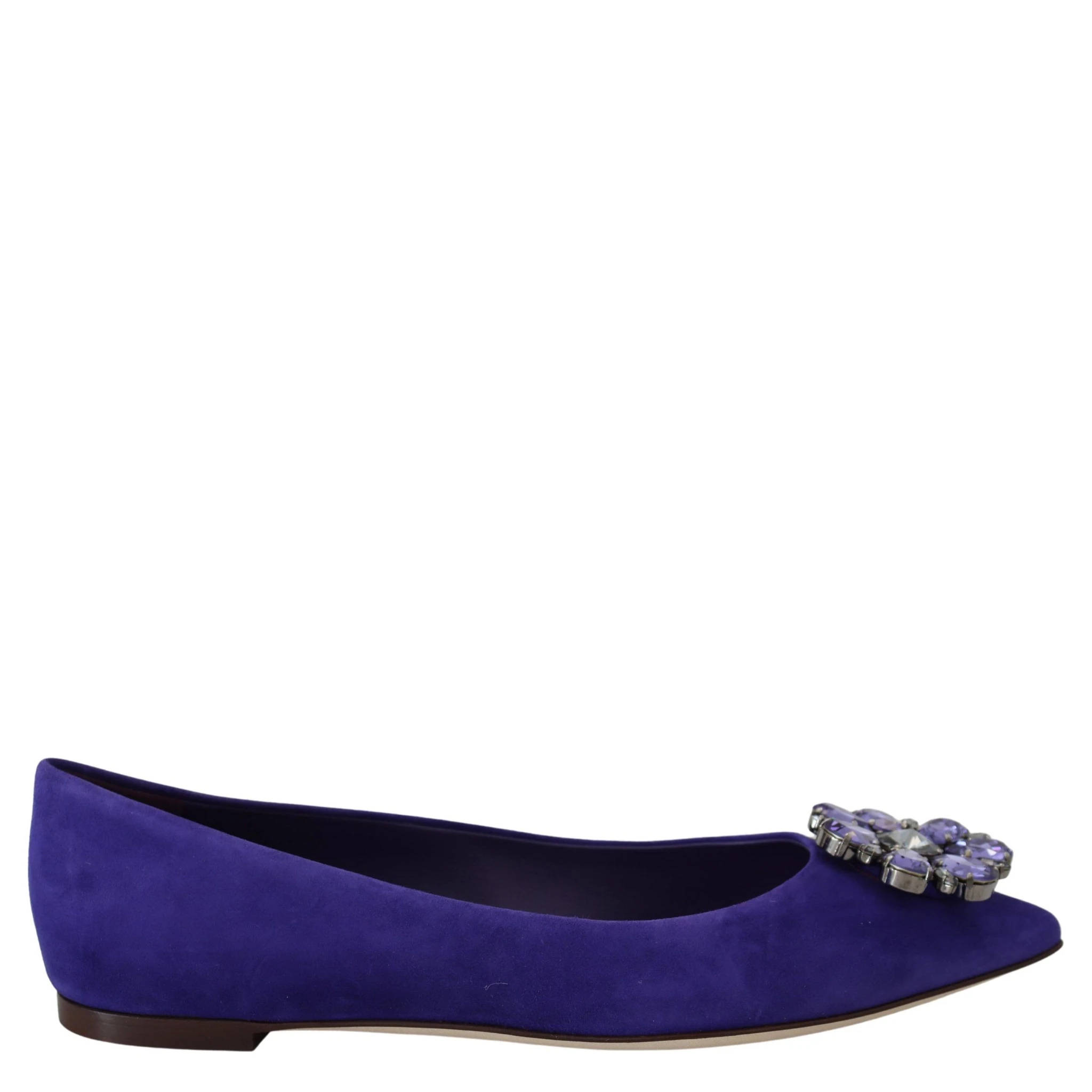 Purple Suede Crystals Loafers Flats Shoes