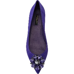 Purple Suede Crystals Loafers Flats Shoes