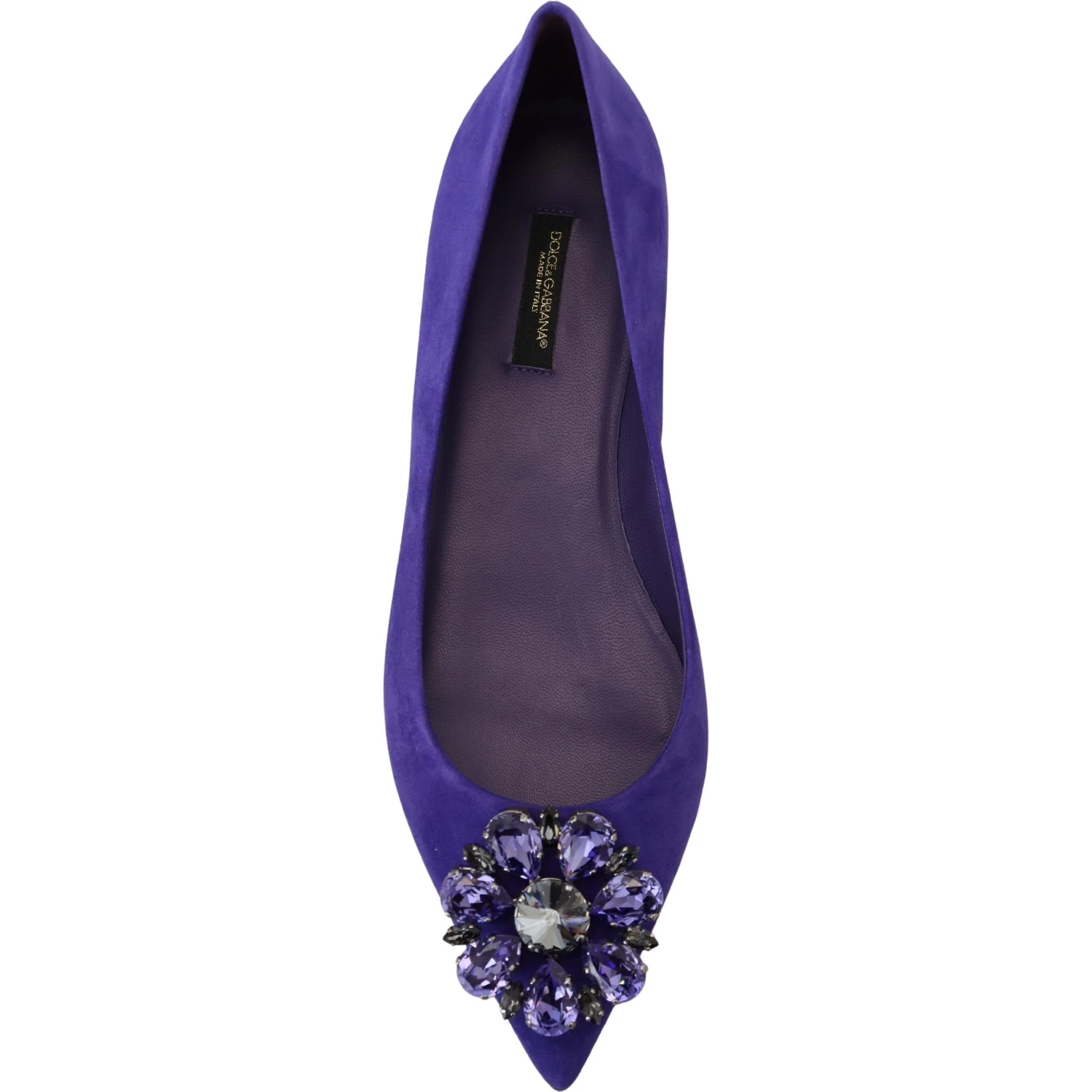 Purple Suede Crystals Loafers Flats Shoes