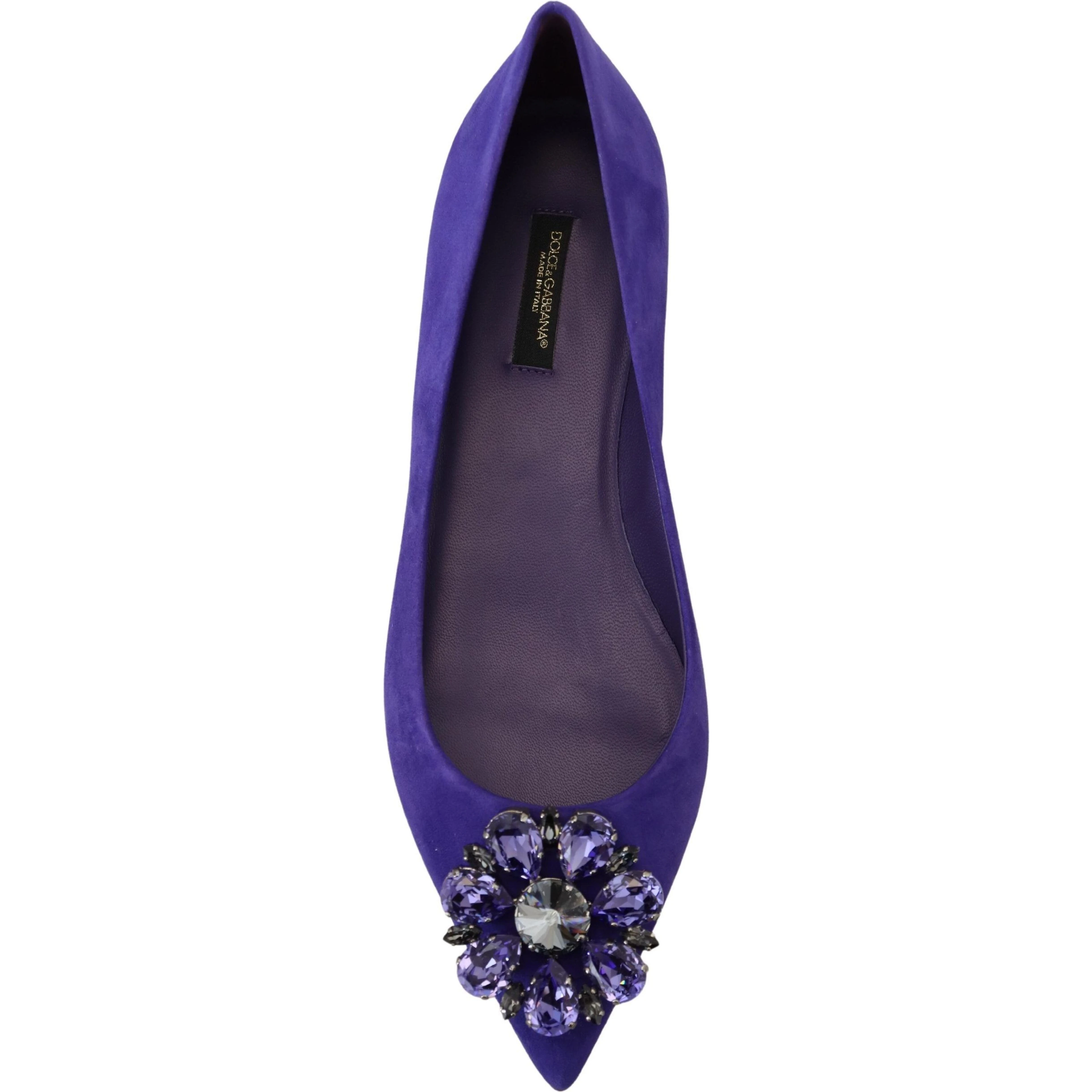 Purple Suede Crystals Loafers Flats Shoes