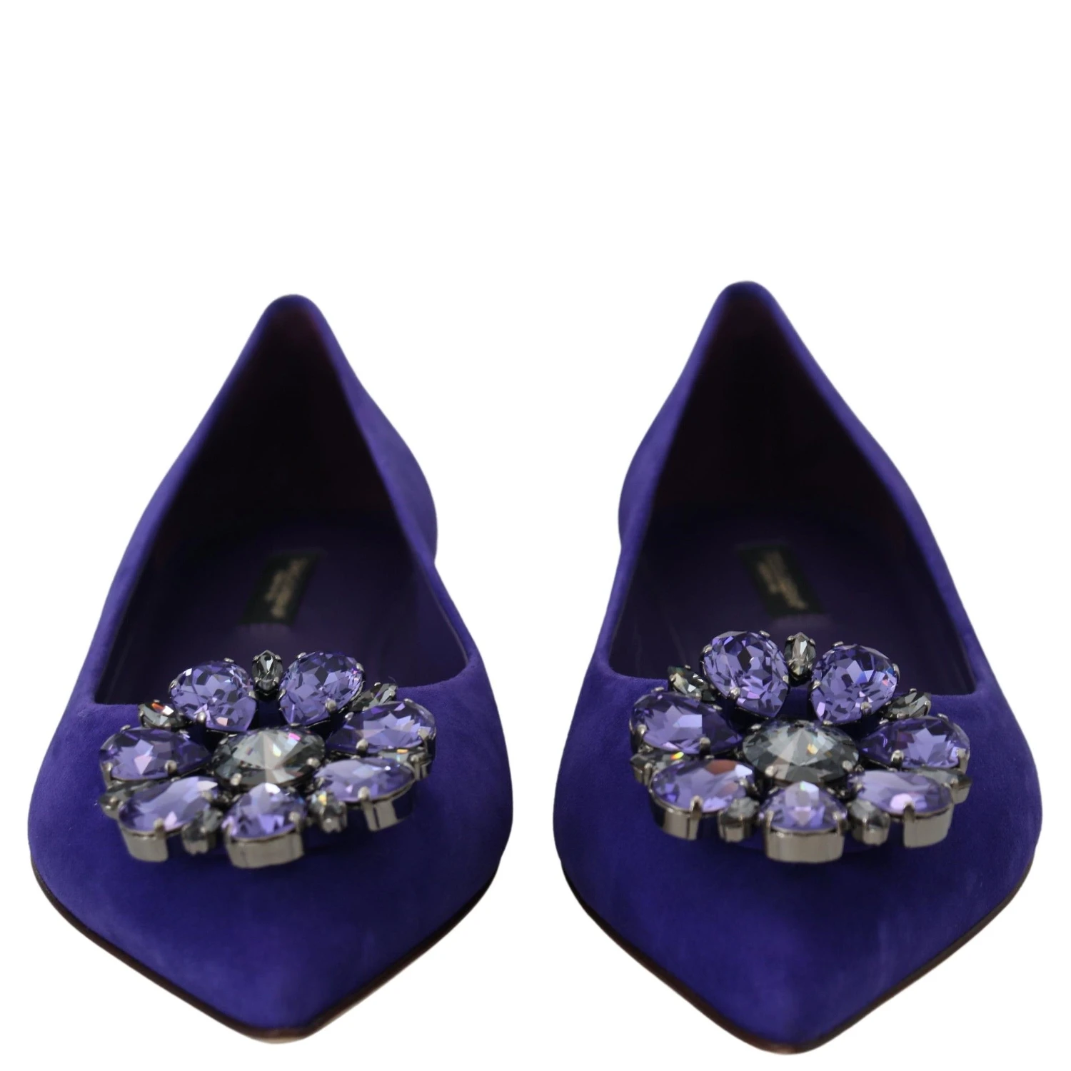 Purple Suede Crystals Loafers Flats Shoes