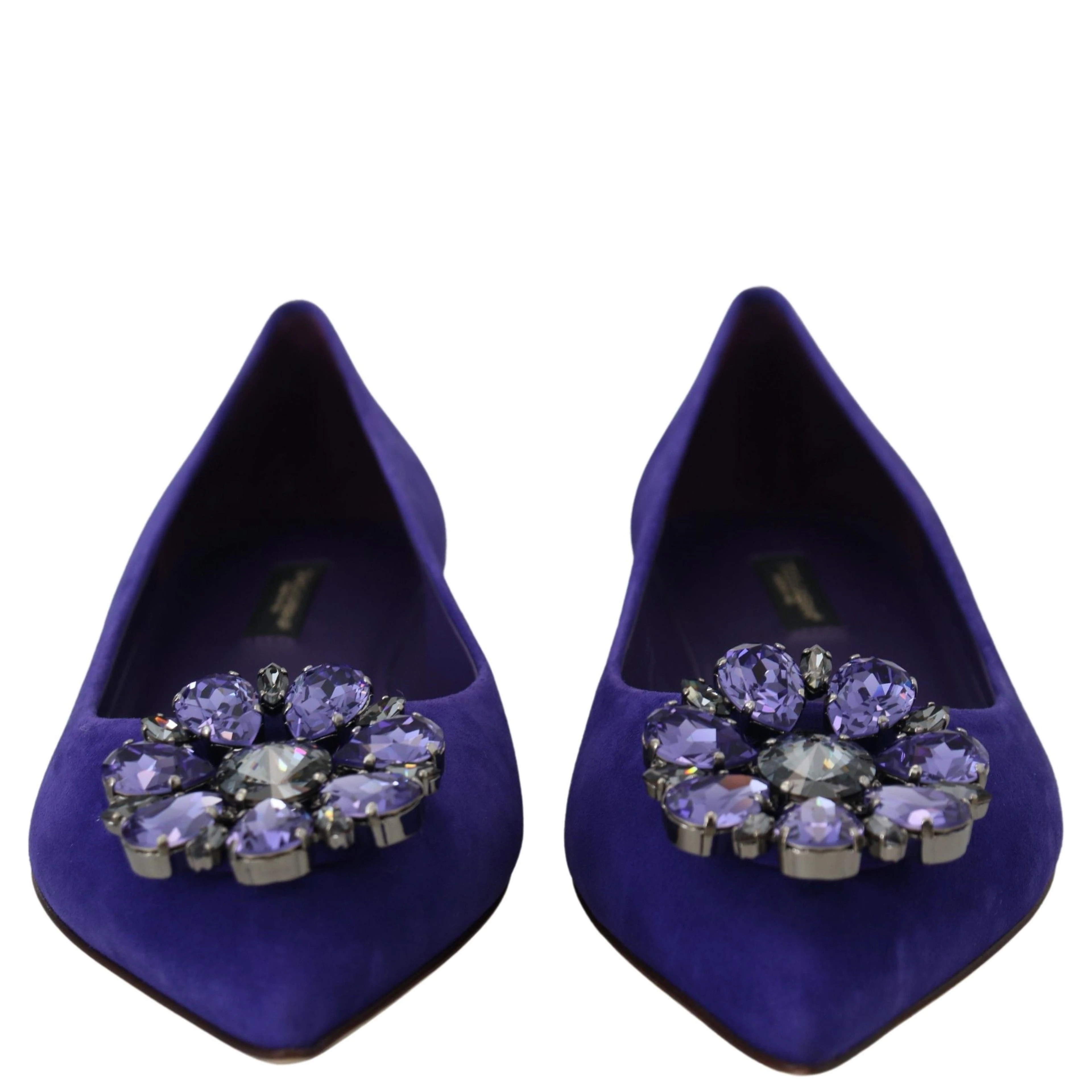 Purple Suede Crystals Loafers Flats Shoes