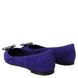 Purple Suede Crystals Loafers Flats Shoes