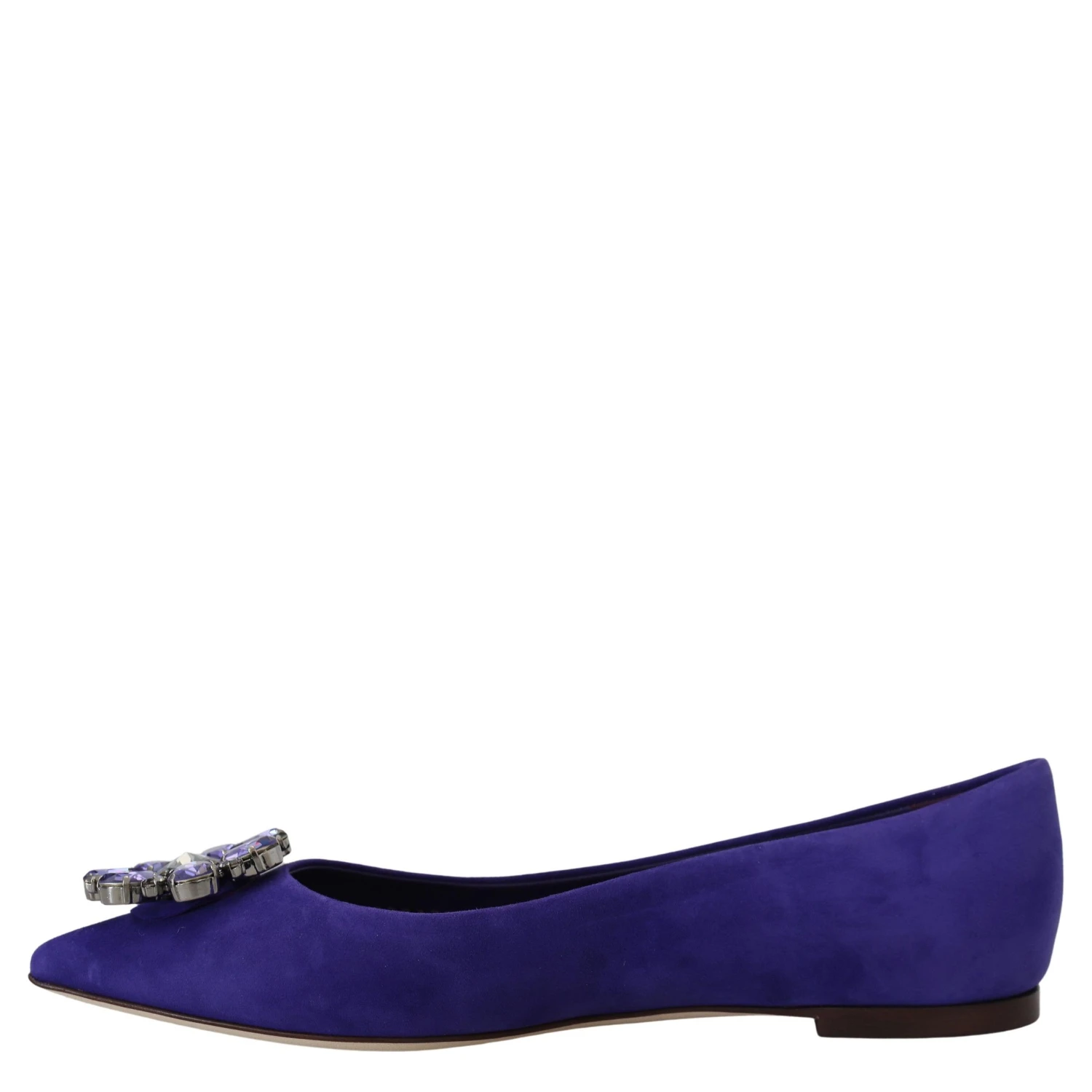 Purple Suede Crystals Loafers Flats Shoes