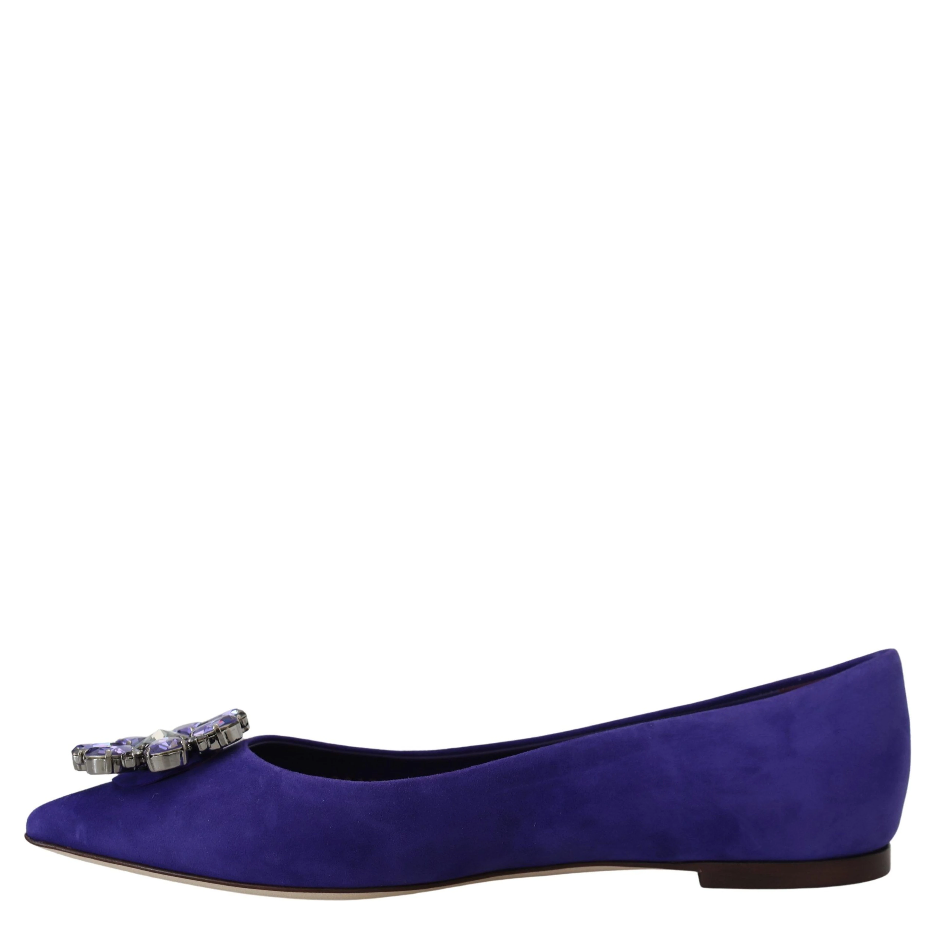 Purple Suede Crystals Loafers Flats Shoes