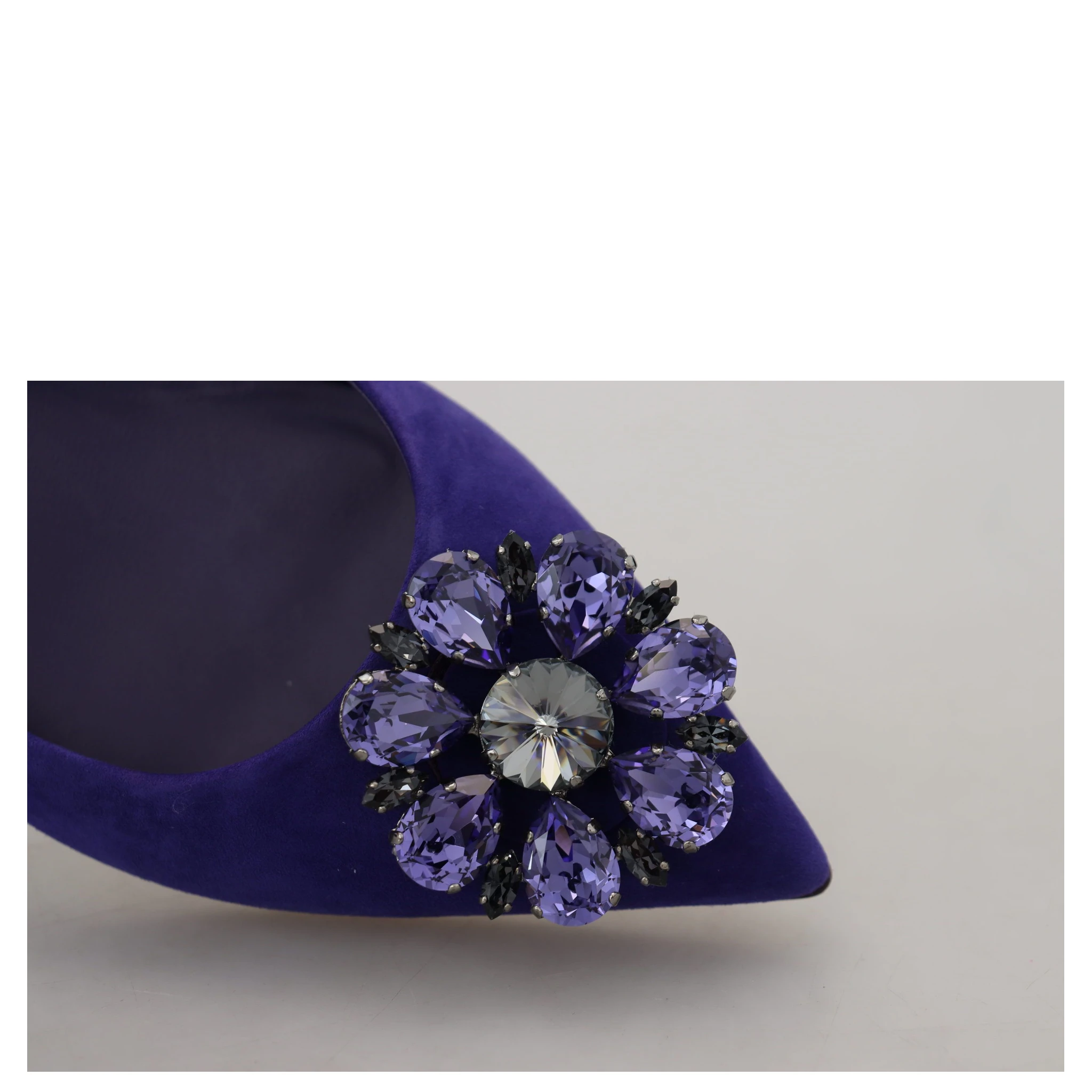 Purple Suede Crystals Loafers Flats Shoes