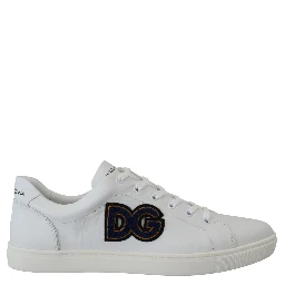 White Leather DG Logo Casual Sneakers Shoes