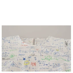White Cotton Algebra Print Short Sleeves Top