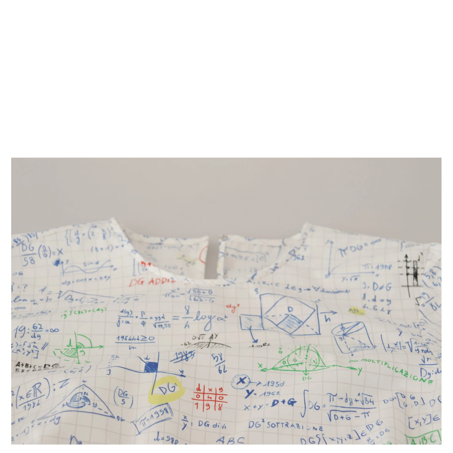 White Cotton Algebra Print Short Sleeves Top