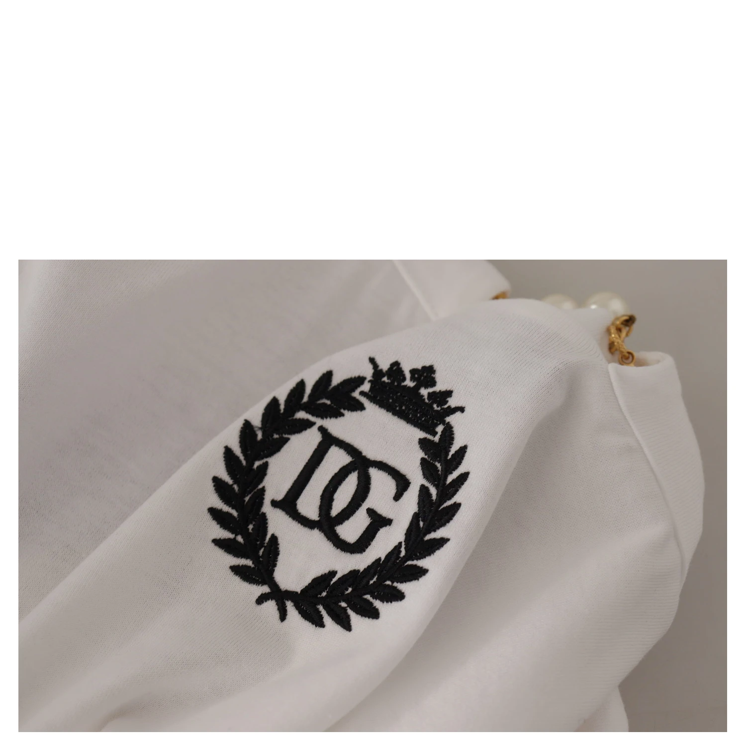 White Necklace Embellished Neckline T-shirt Top