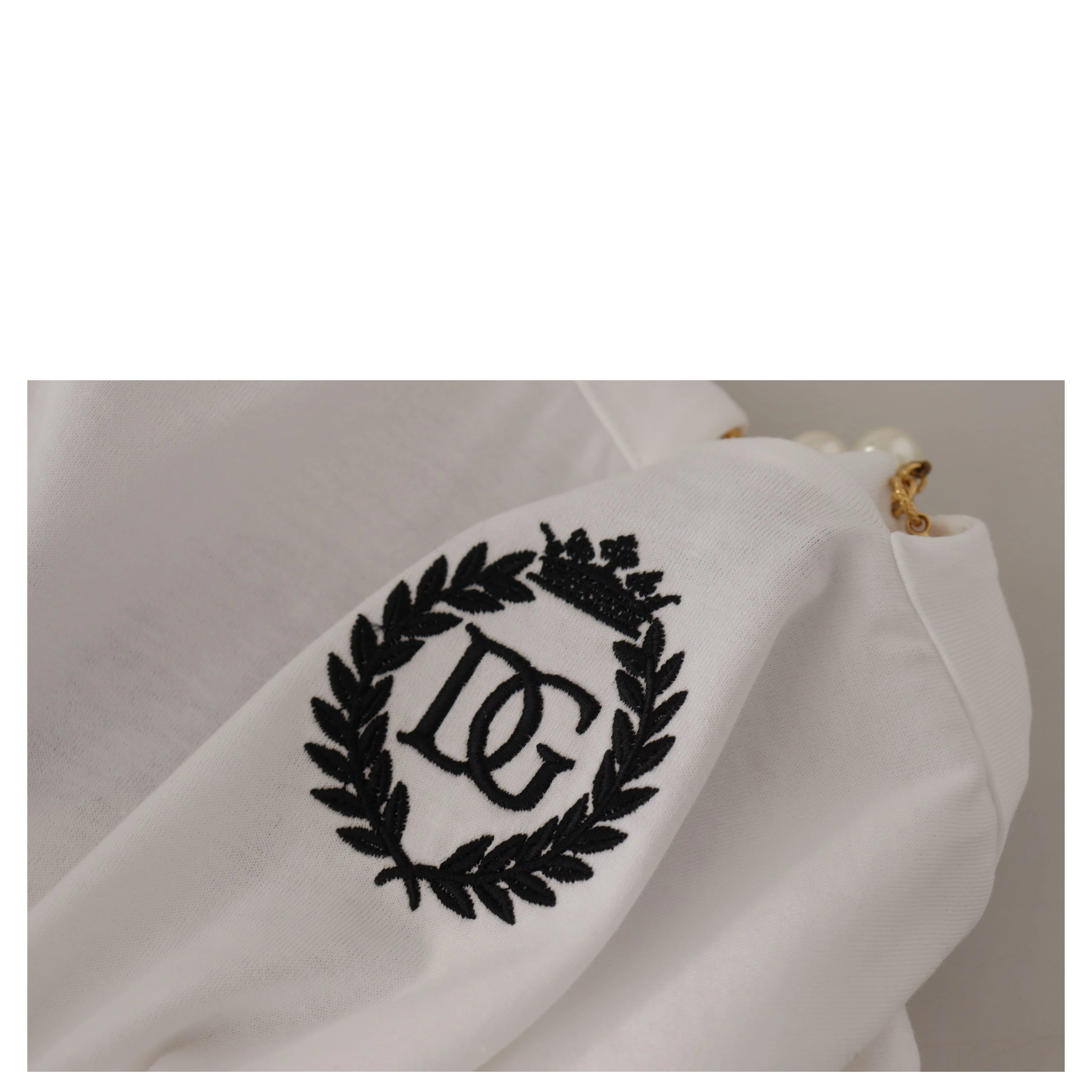 White Necklace Embellished Neckline T-shirt Top